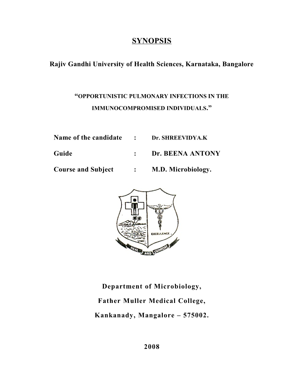 Proforma for Dissertation