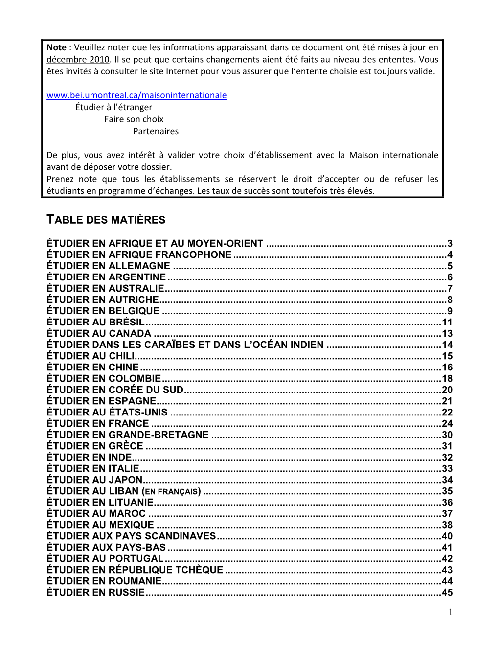 Table Des Matières