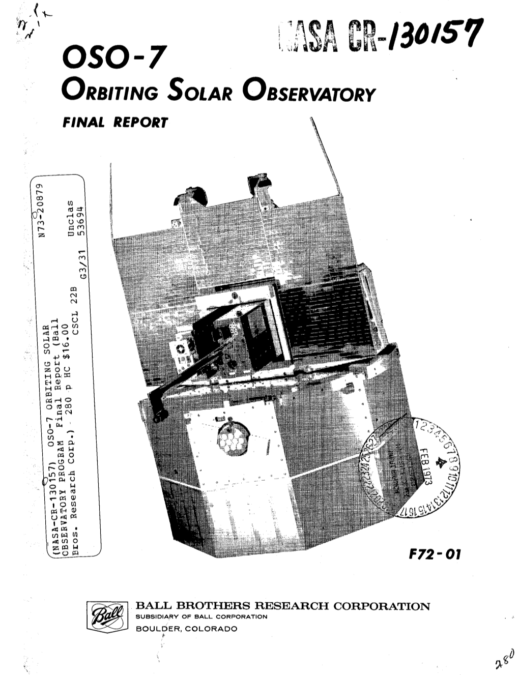 CR-/3017S B ORBITING SOLAR OBSERVATORY FINAL REPORT