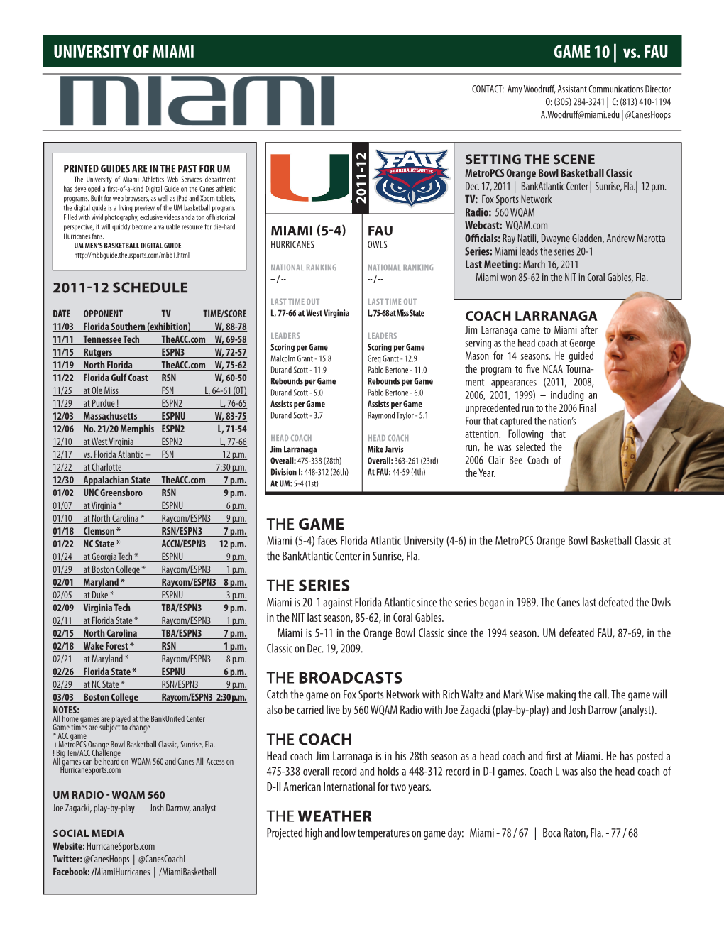 UNIVERSITY of MIAMI GAME 10 | Vs. FAU - Page 2