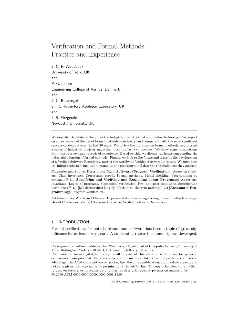 Verification and Formal Methods