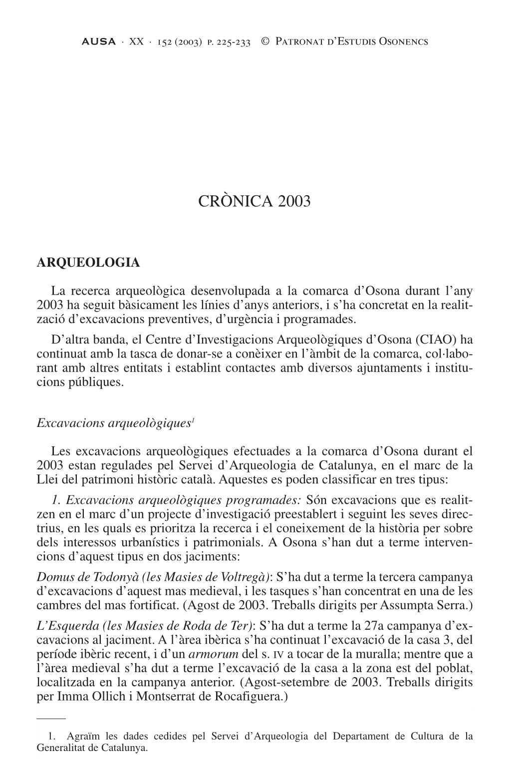 Crònica 2003