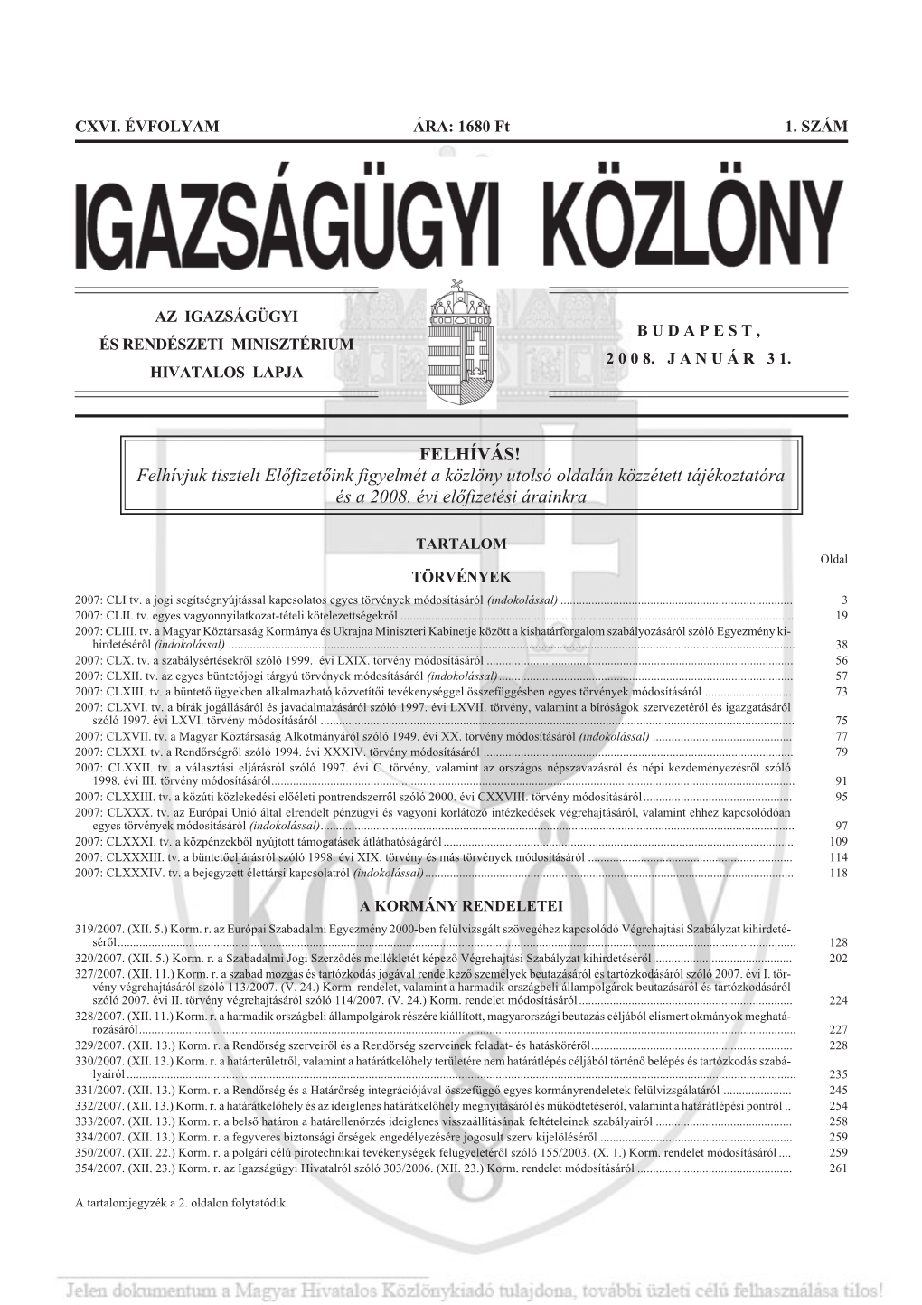 Igazságügyi Közlöny 2008/1