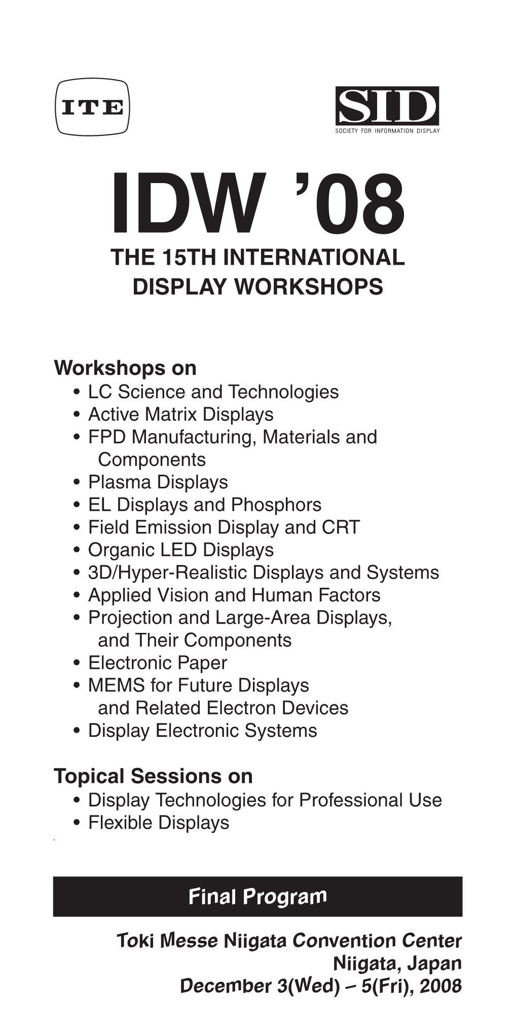 Idw ’08 the 15Th International Display Workshops