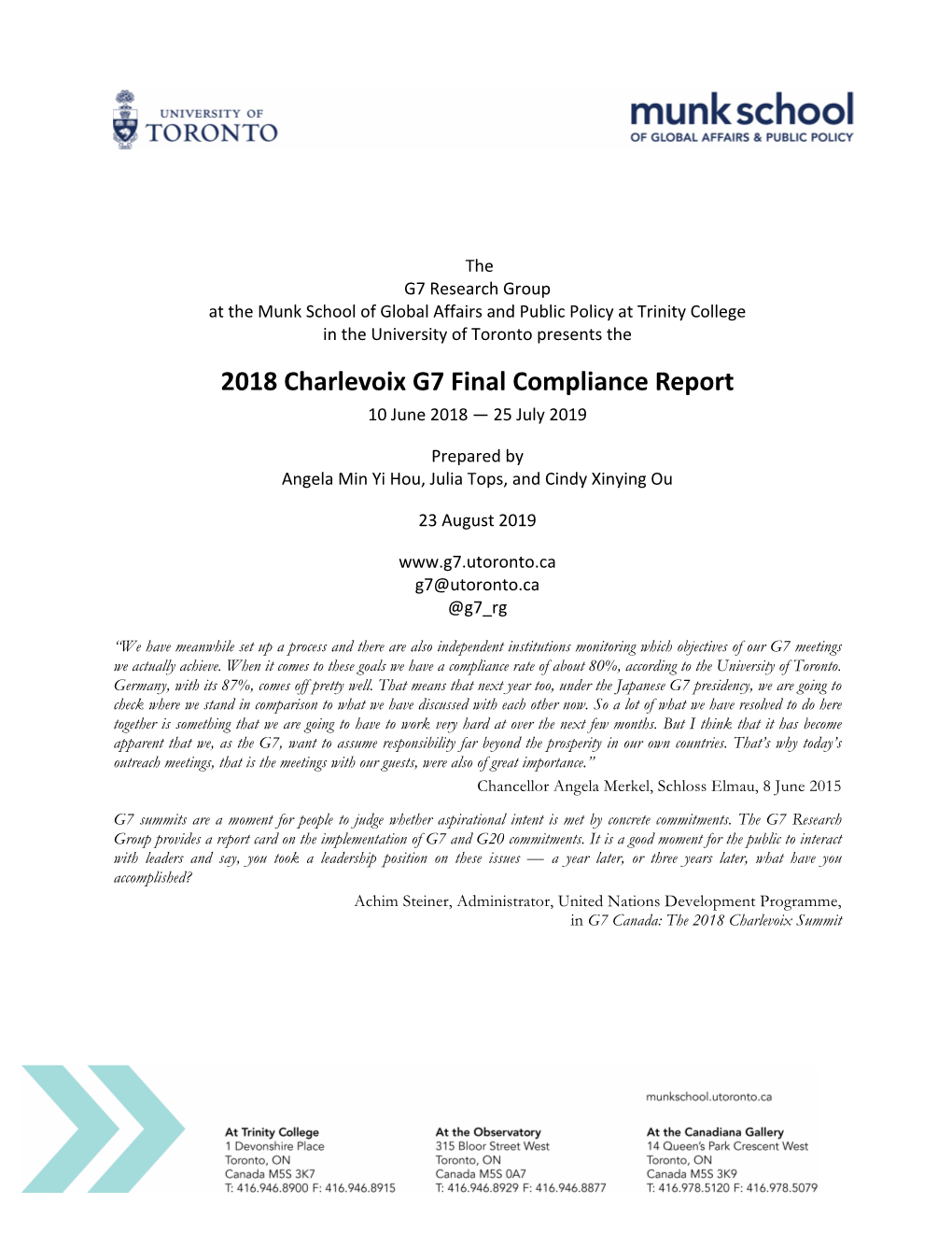 2018 Charlevoix G7 Final Compliance Report 10 June 2018 — 25 July 2019