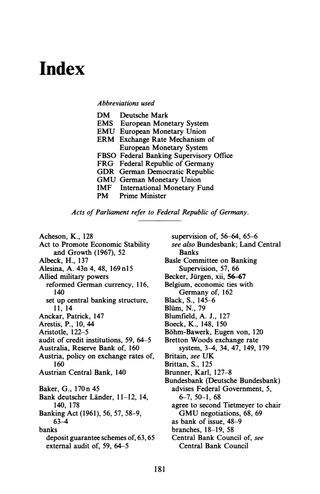 Abbreviations Used DM EMS EMU ERM Deutsche Mark European