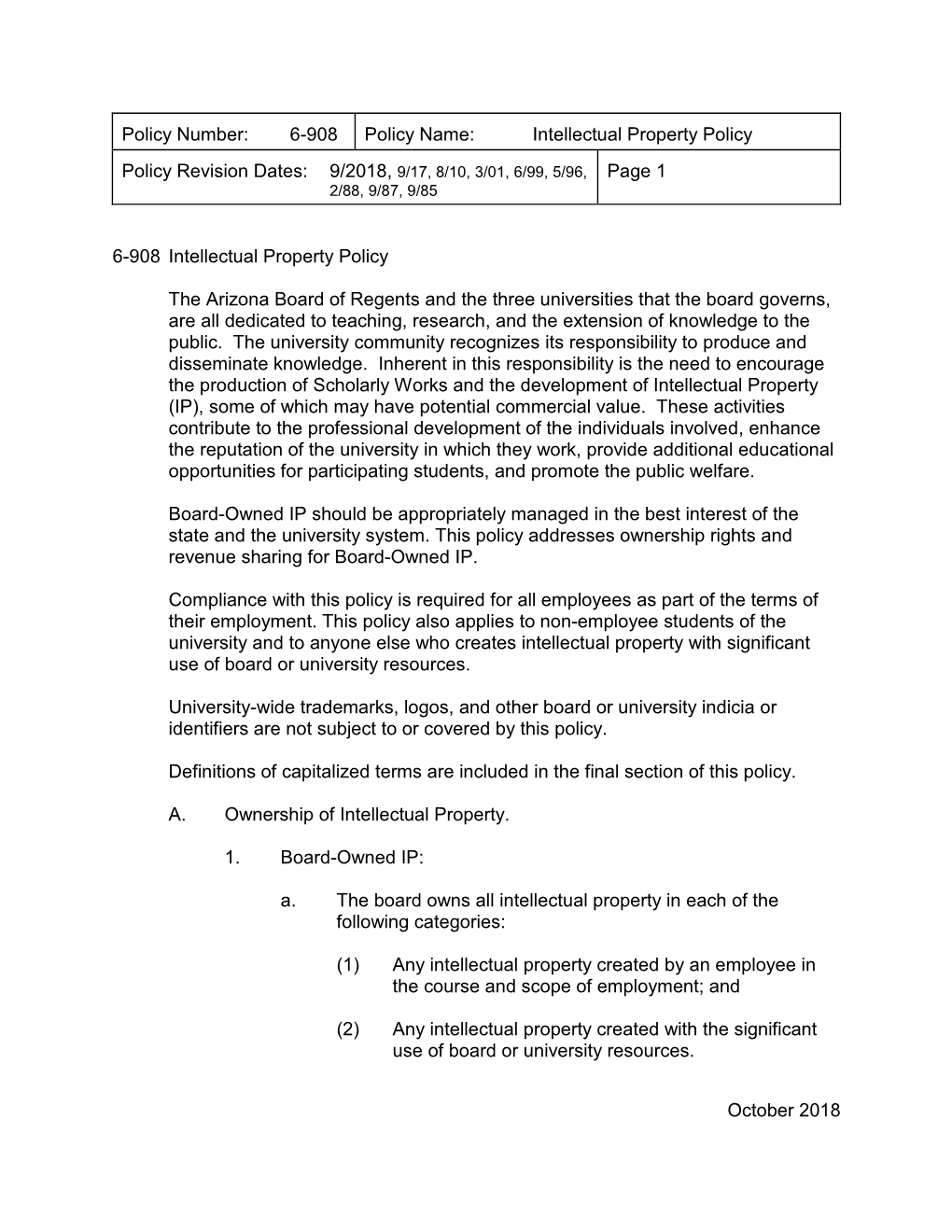 6-908 Intellectual Property Policy