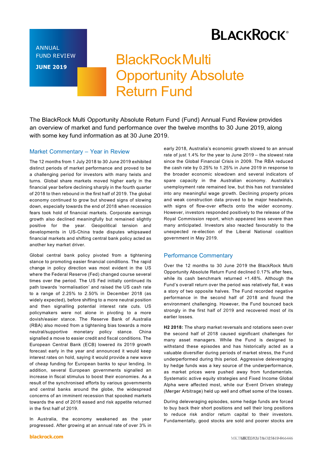 Blackrock Multi Opportunity Absolute Return Fund