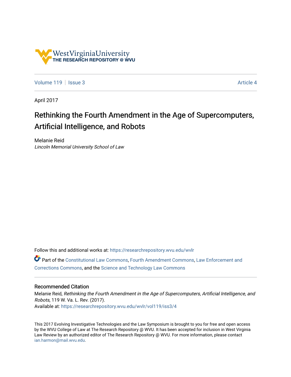 Rethinking the Fourth Amendment in the Age of Supercomputers, Artificial Intelligence, and Robots