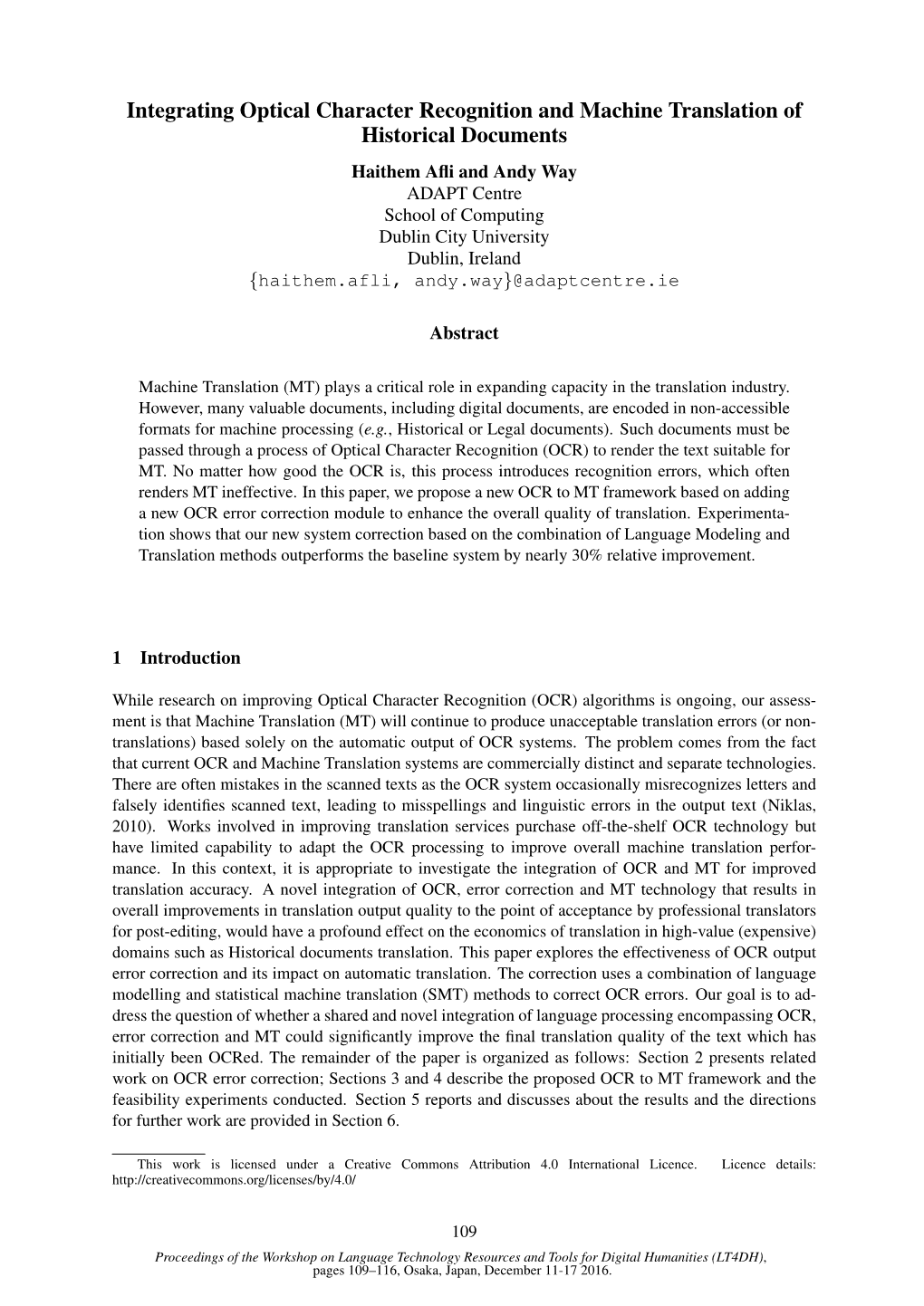 Integrating Optical Character Recognition and Machine