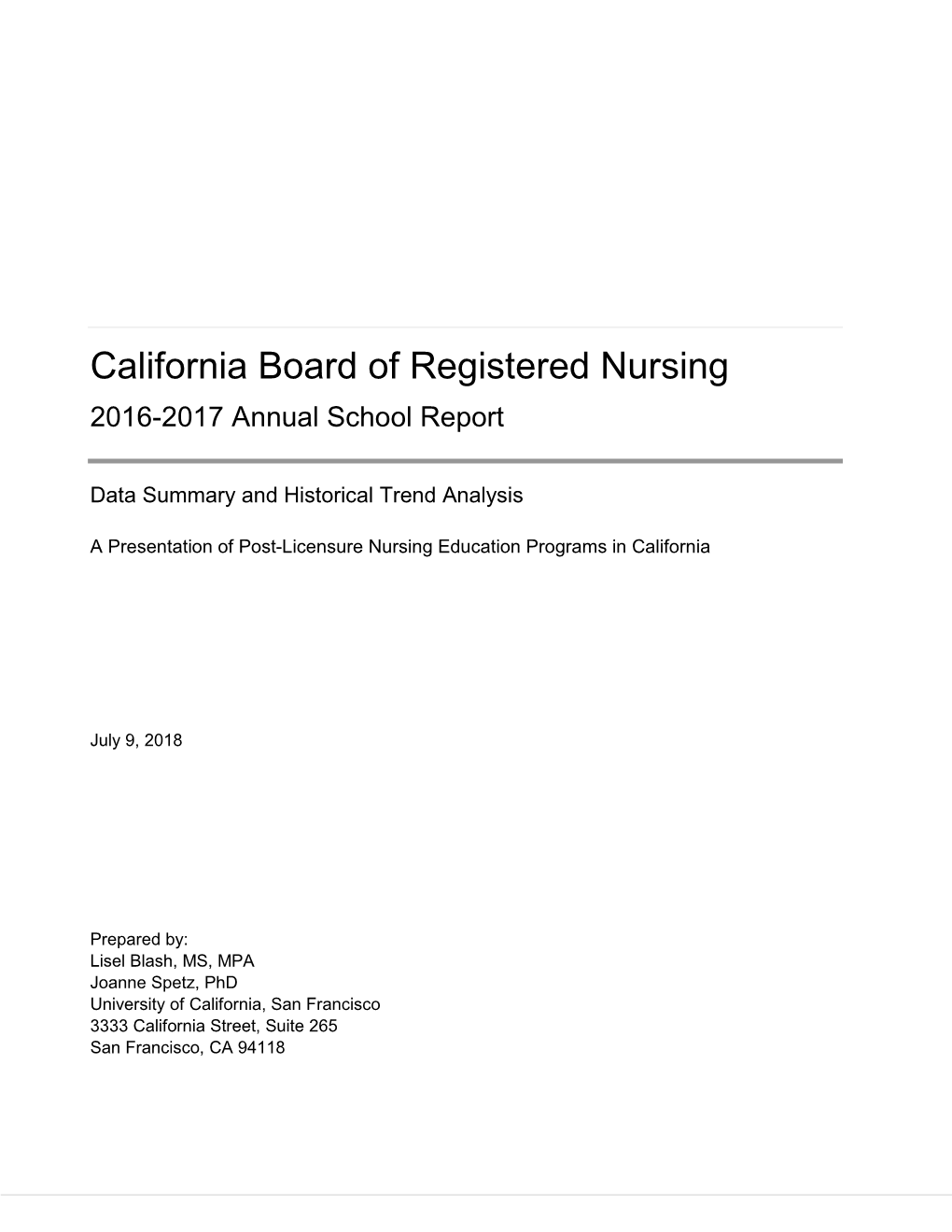 A Presentation of Post-Licensure Nursing Education Programs in California