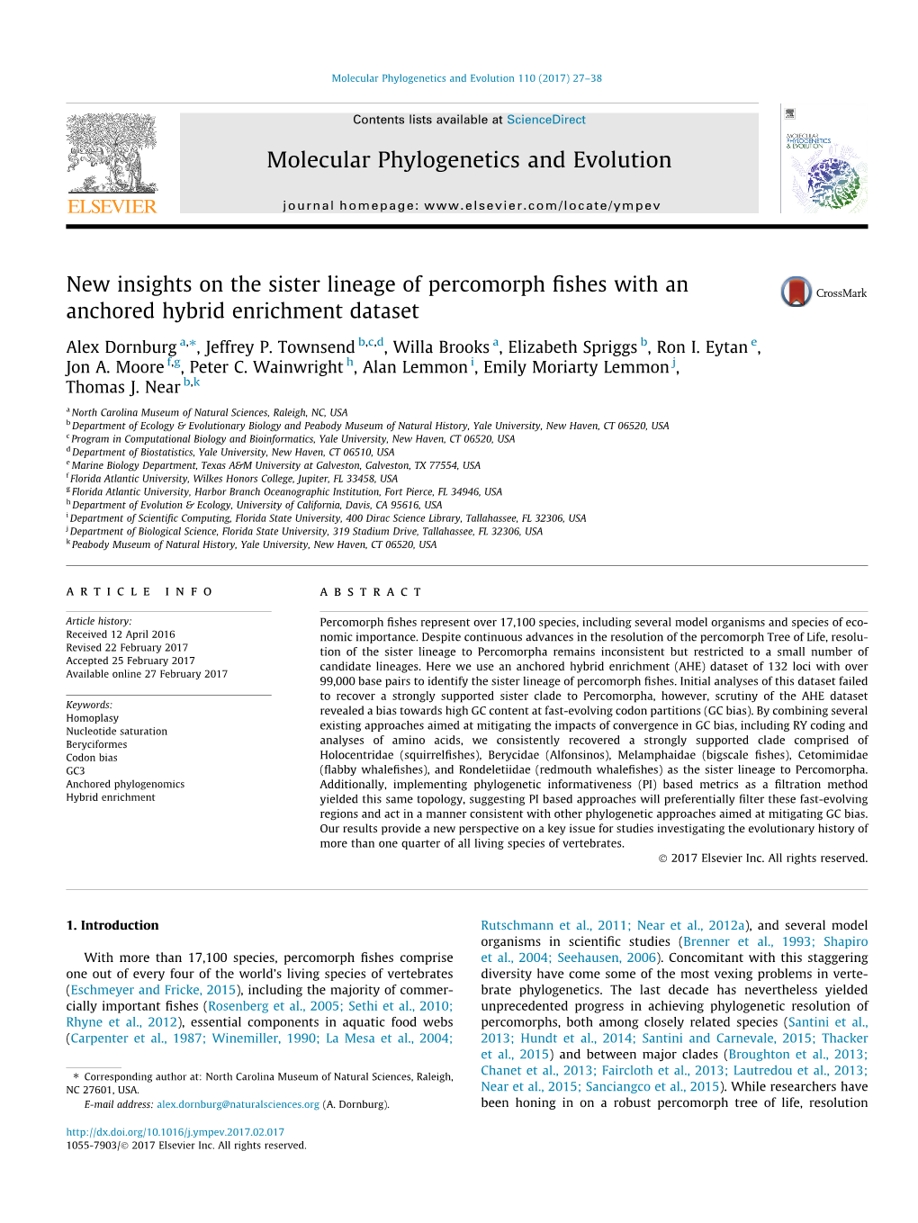 New Insights on the Sister Lineage of Percomorph Fishes with an Anchored Hybrid Enrichment Dataset