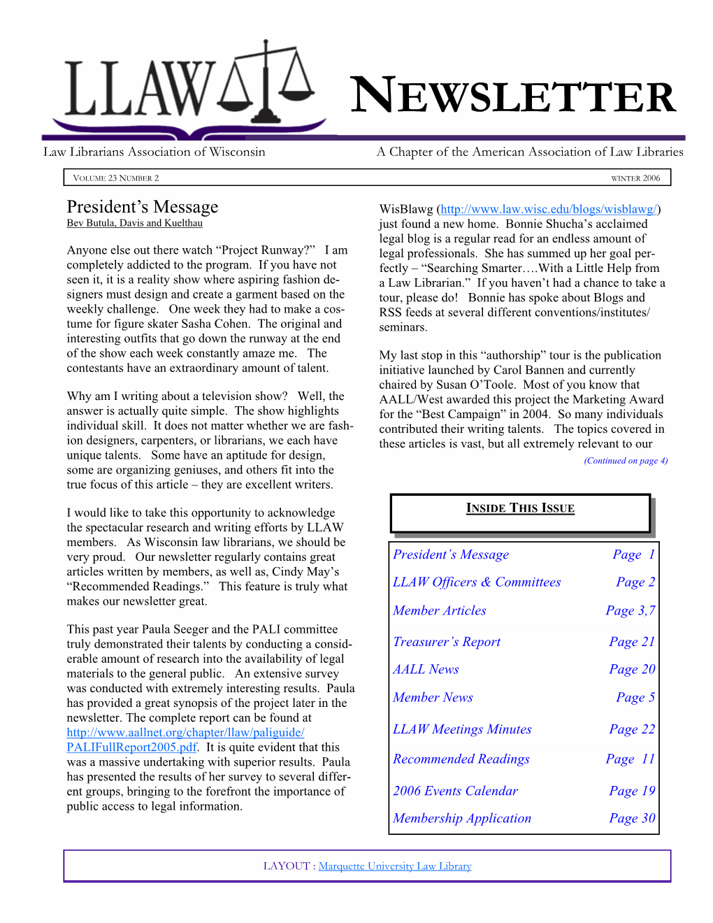 Winter Newsletter 2006