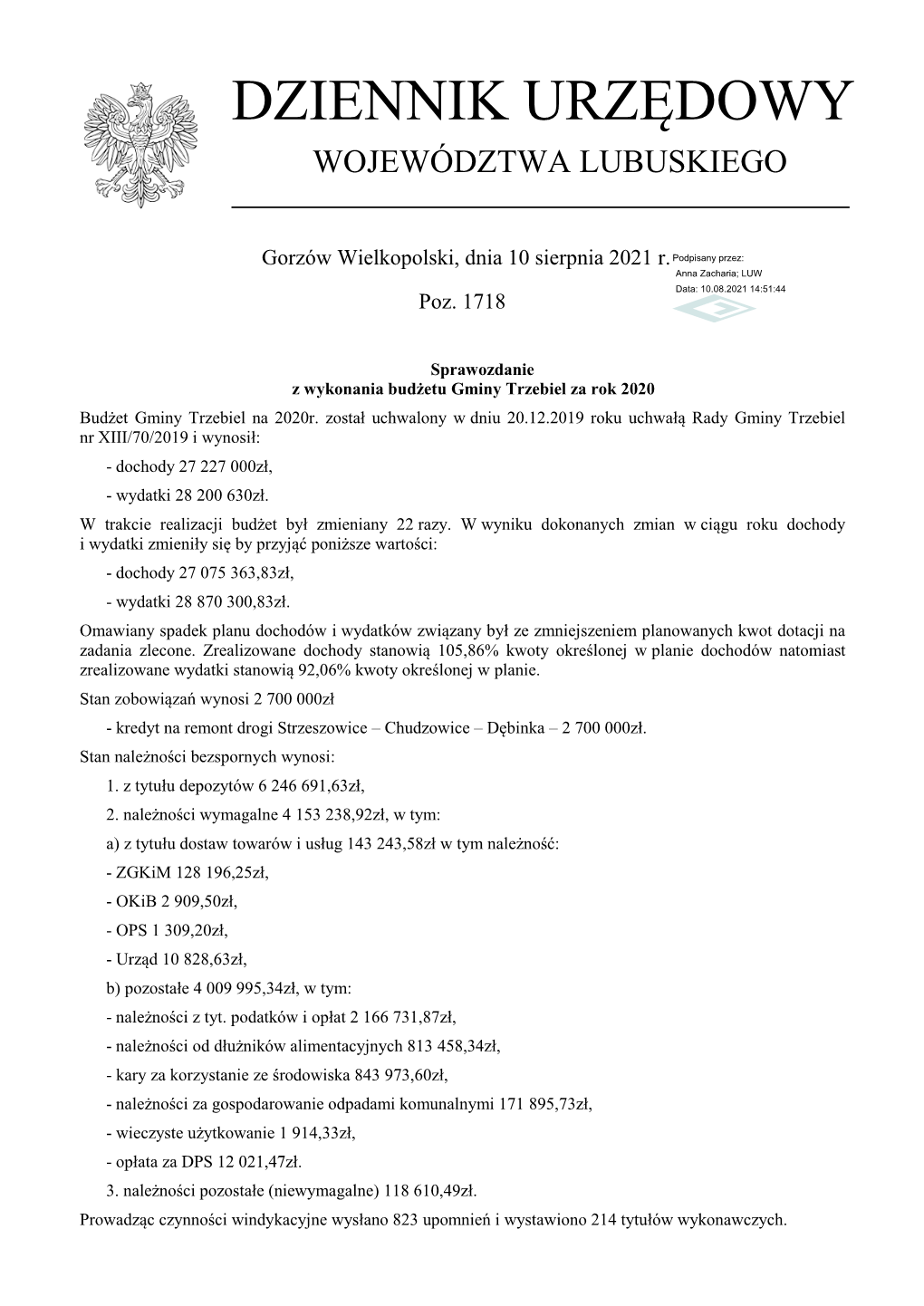 Sprawozdanie Z Dnia 30 Marca 2021 R