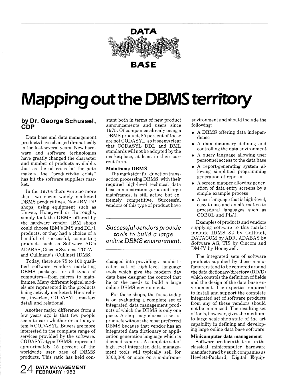Mapping out the DBMS Territory