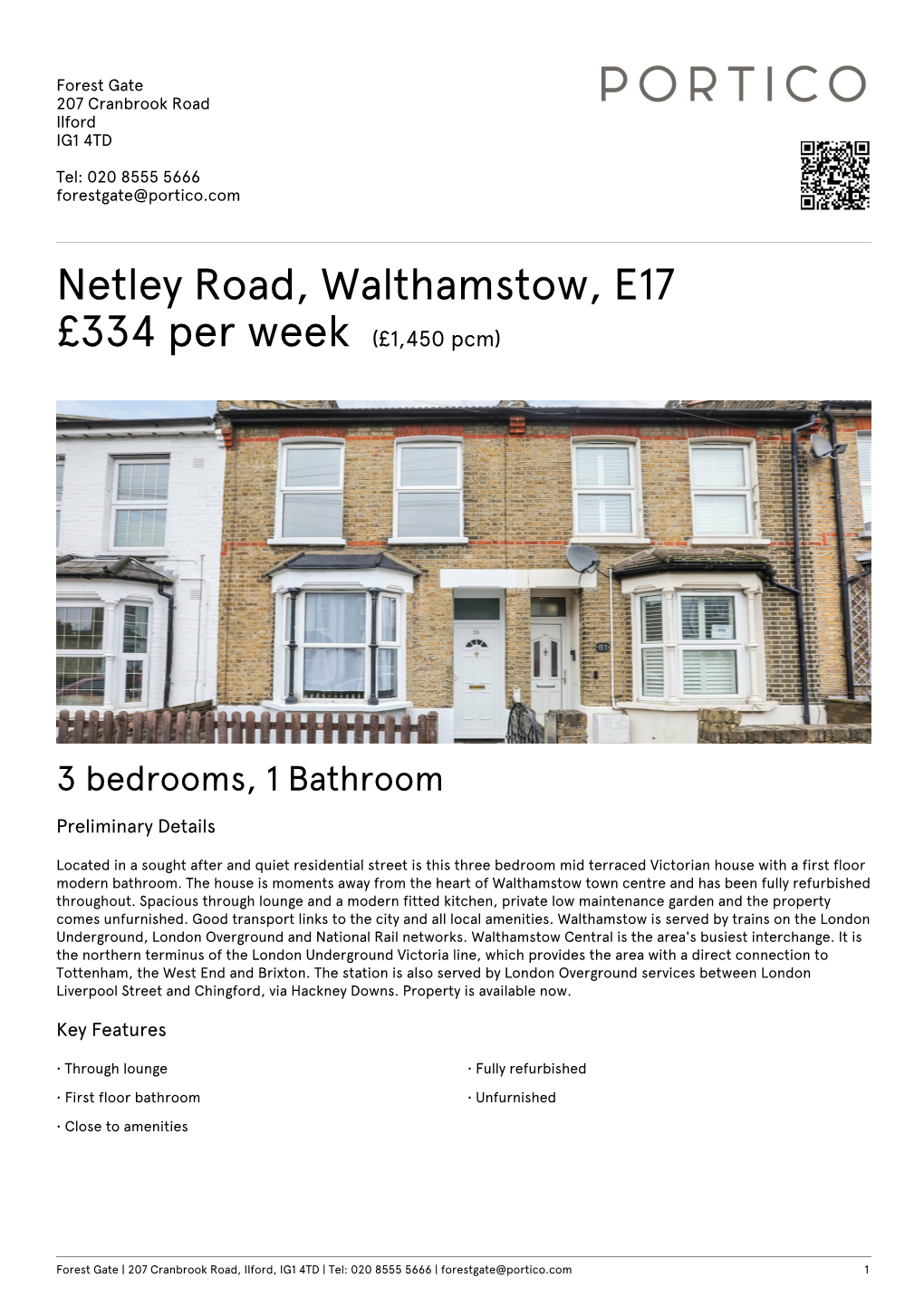 Netley Road, Walthamstow, E17 £334 Per Week