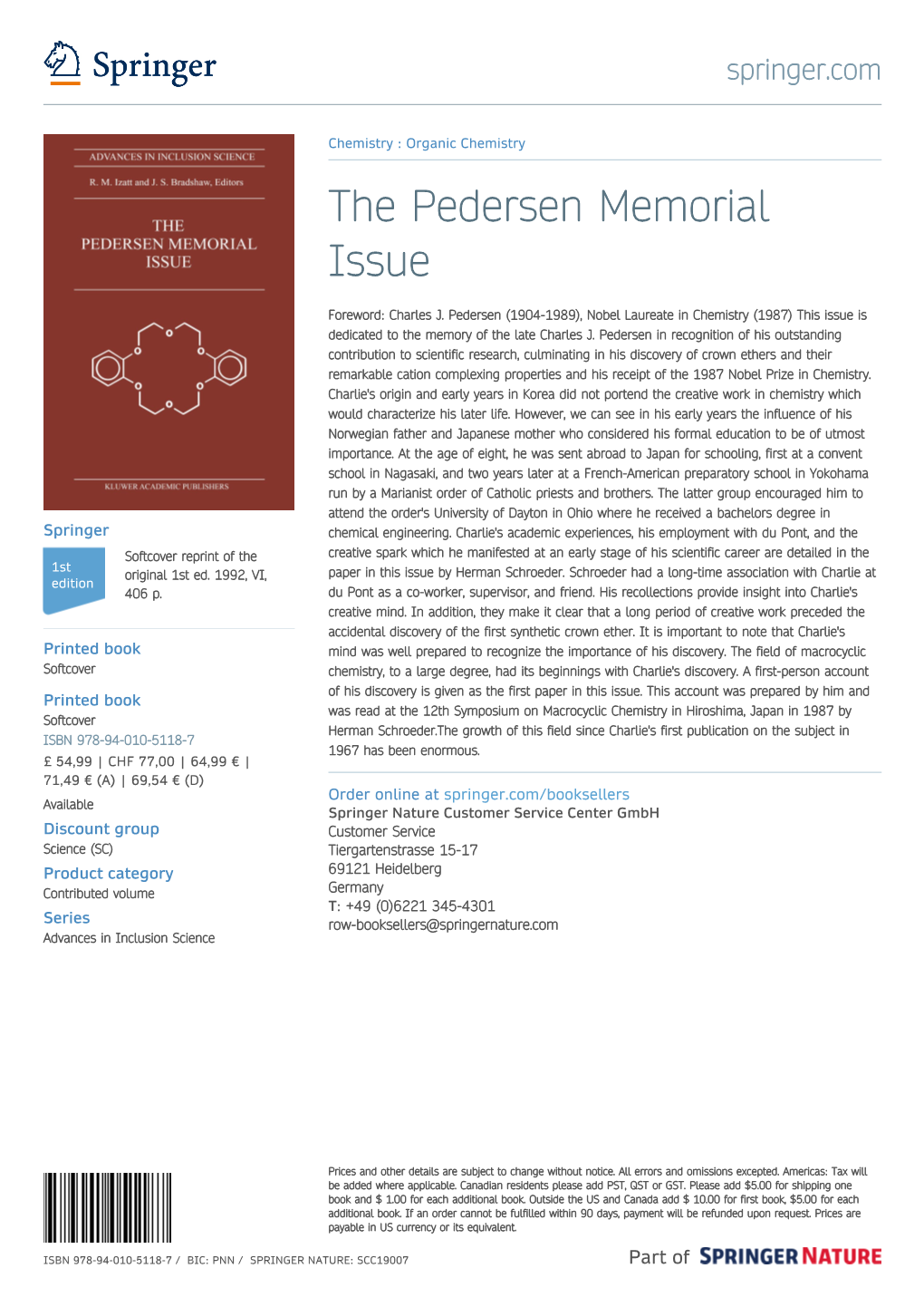 The Pedersen Memorial Issue