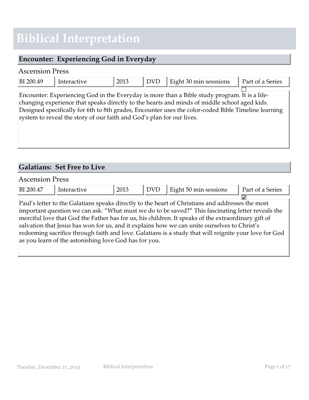 Biblical Interpretation