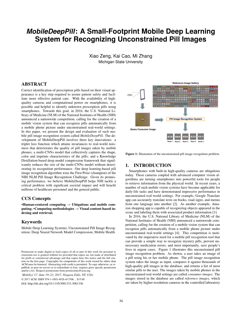 Mobiledeeppill: a Small-Footprint Mobile Deep Learning System for Recognizing Unconstrained Pill Images