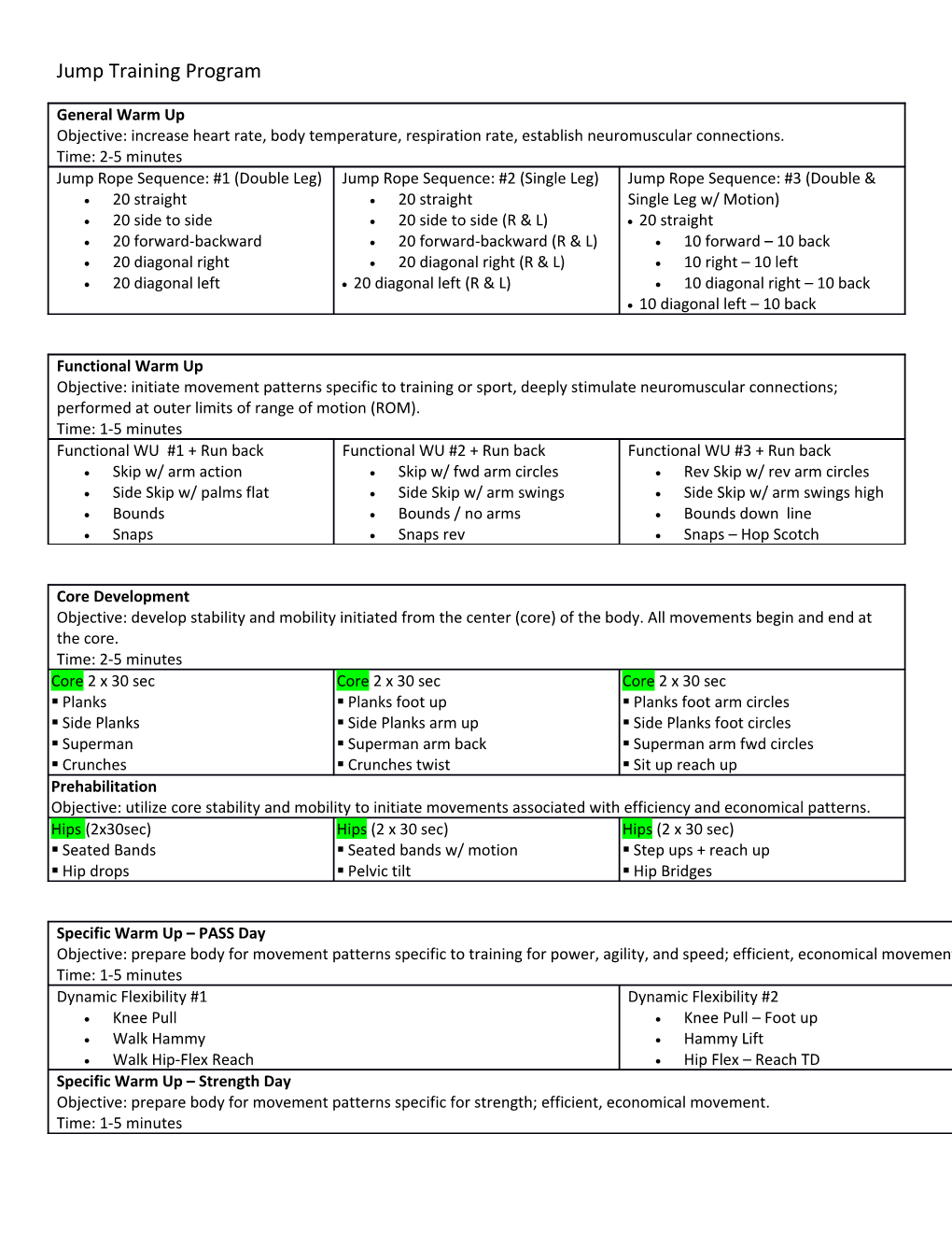 Jump Training Program