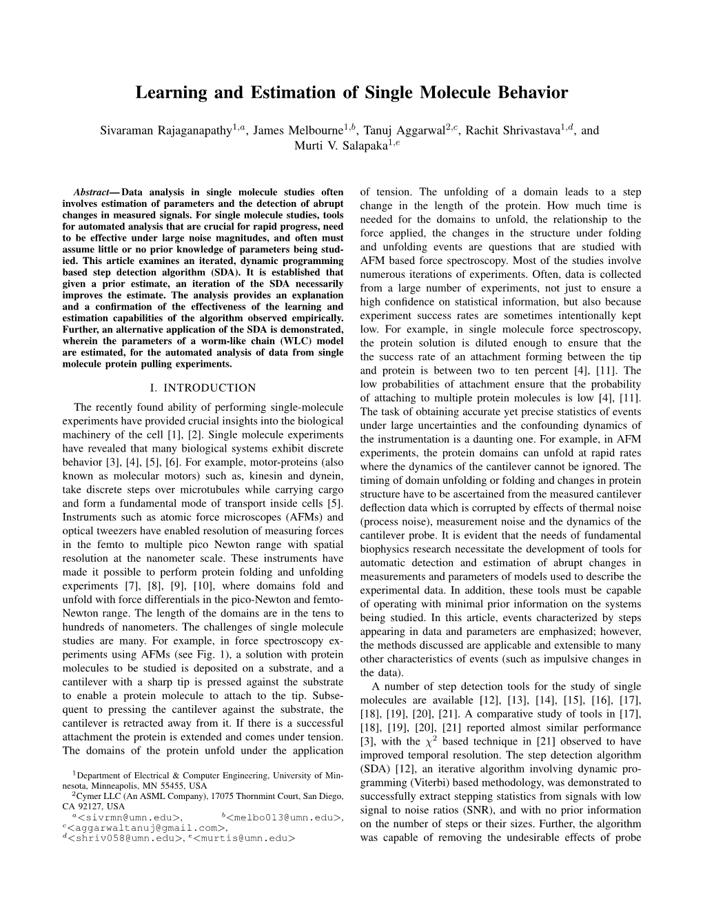 Learning and Estimation of Single Molecule Behavior