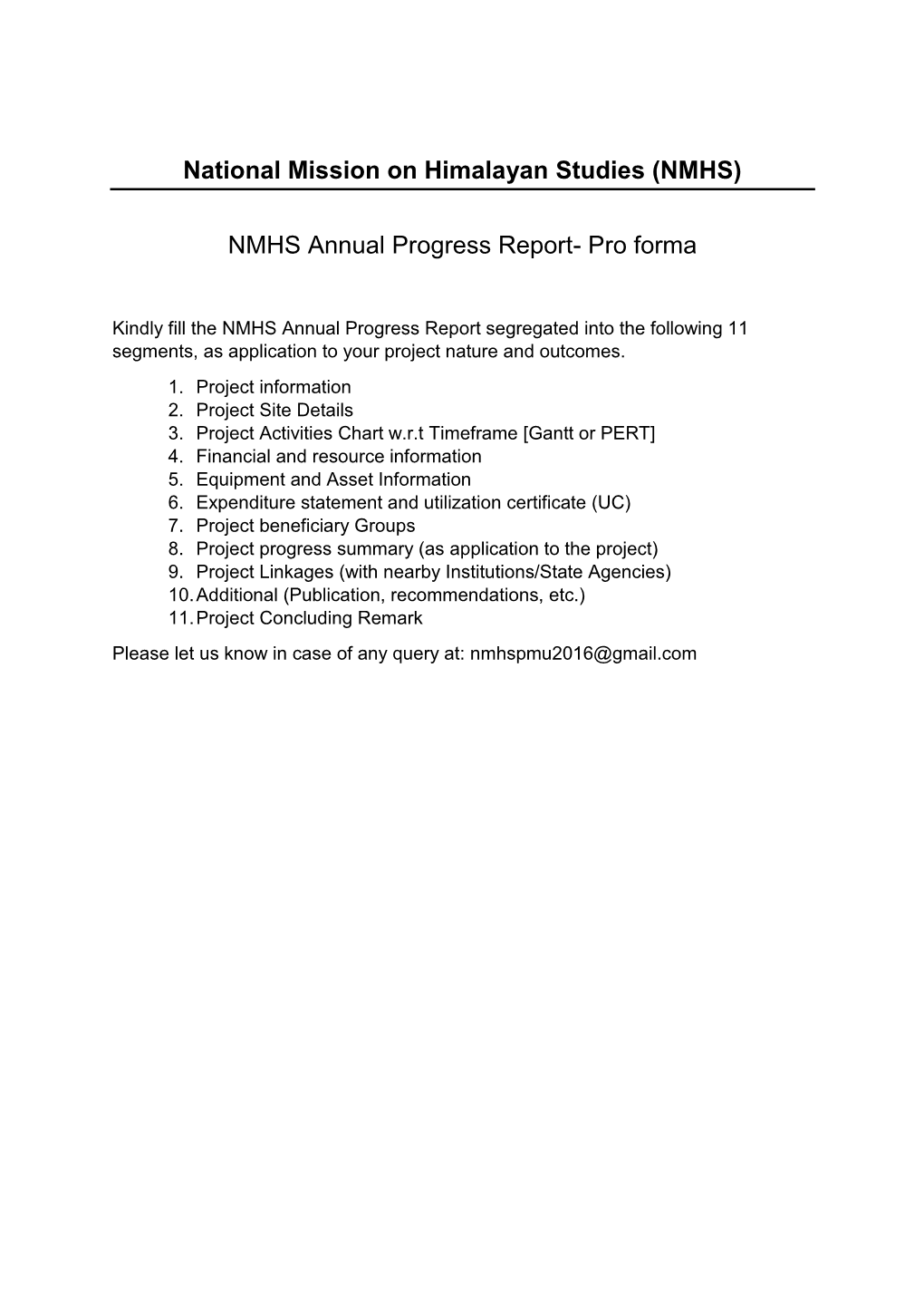 NMHS Annual Progress Report- Pro Forma