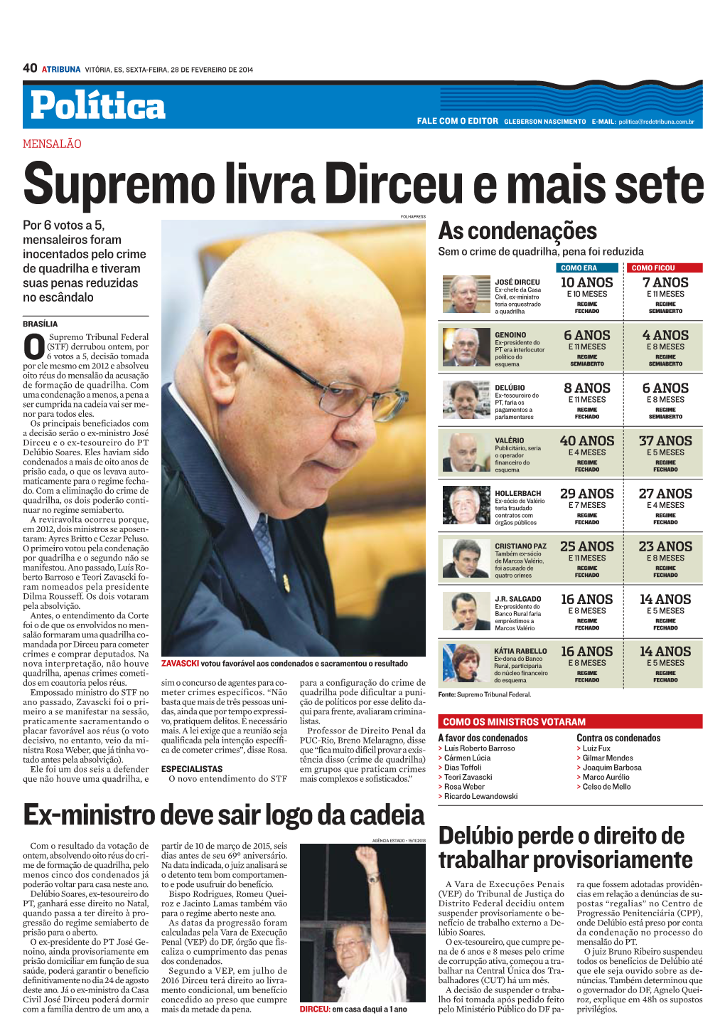 Pol Í T I Ca FALE COM O EDITOR GLEBERSON NASCIMENTO E-MAIL: Politica@Redetribuna.Com.Br