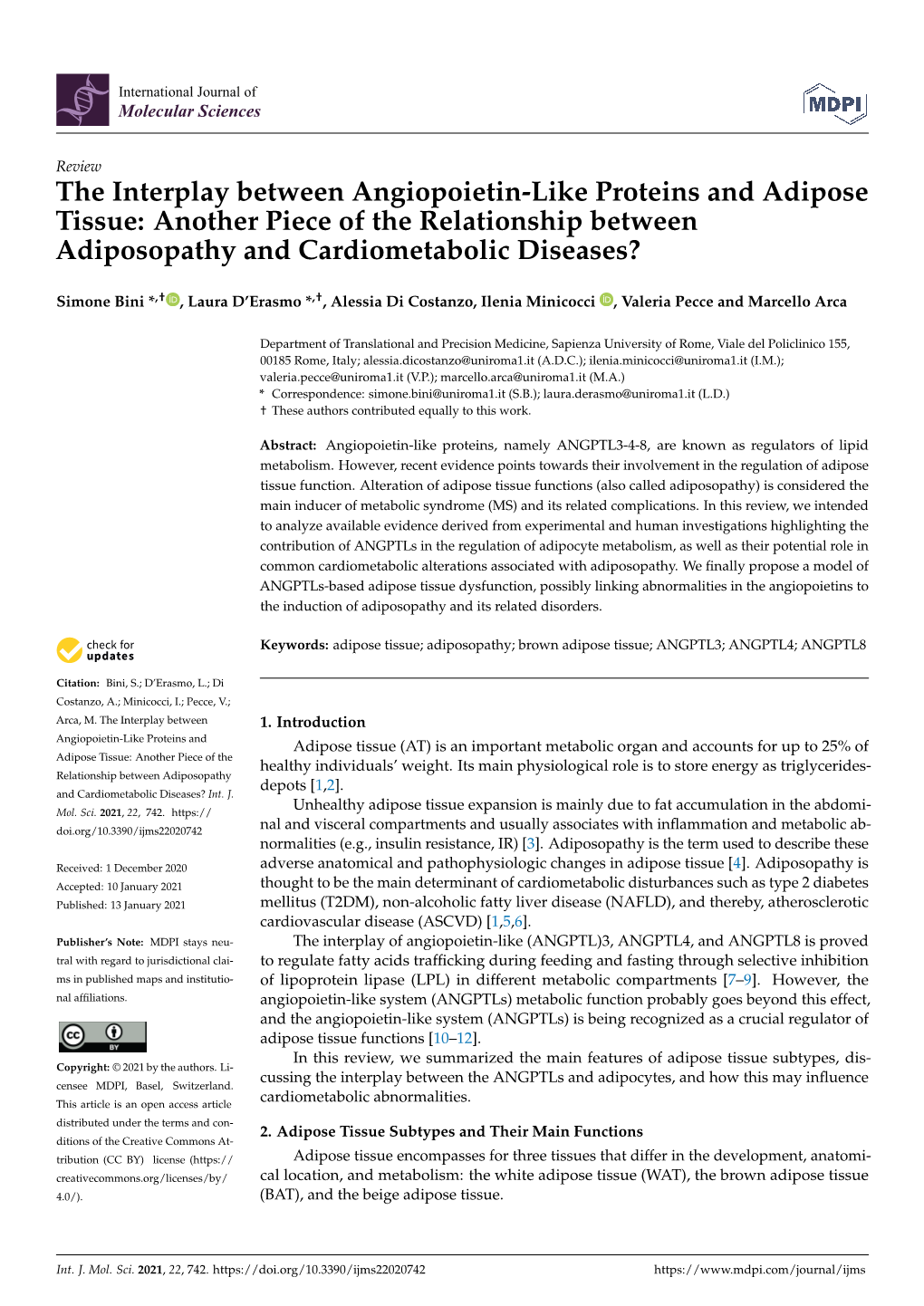 The Interplay Between Angiopoietin-Like Proteins and Adipose Tissue: Another Piece of the Relationship Between Adiposopathy and Cardiometabolic Diseases?