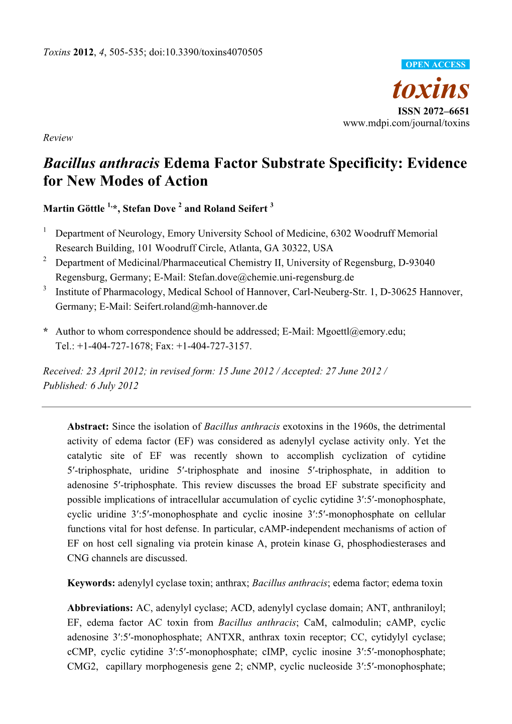 Bacillus Anthracis Edema Factor Substrate Specificity: Evidence for New Modes of Action