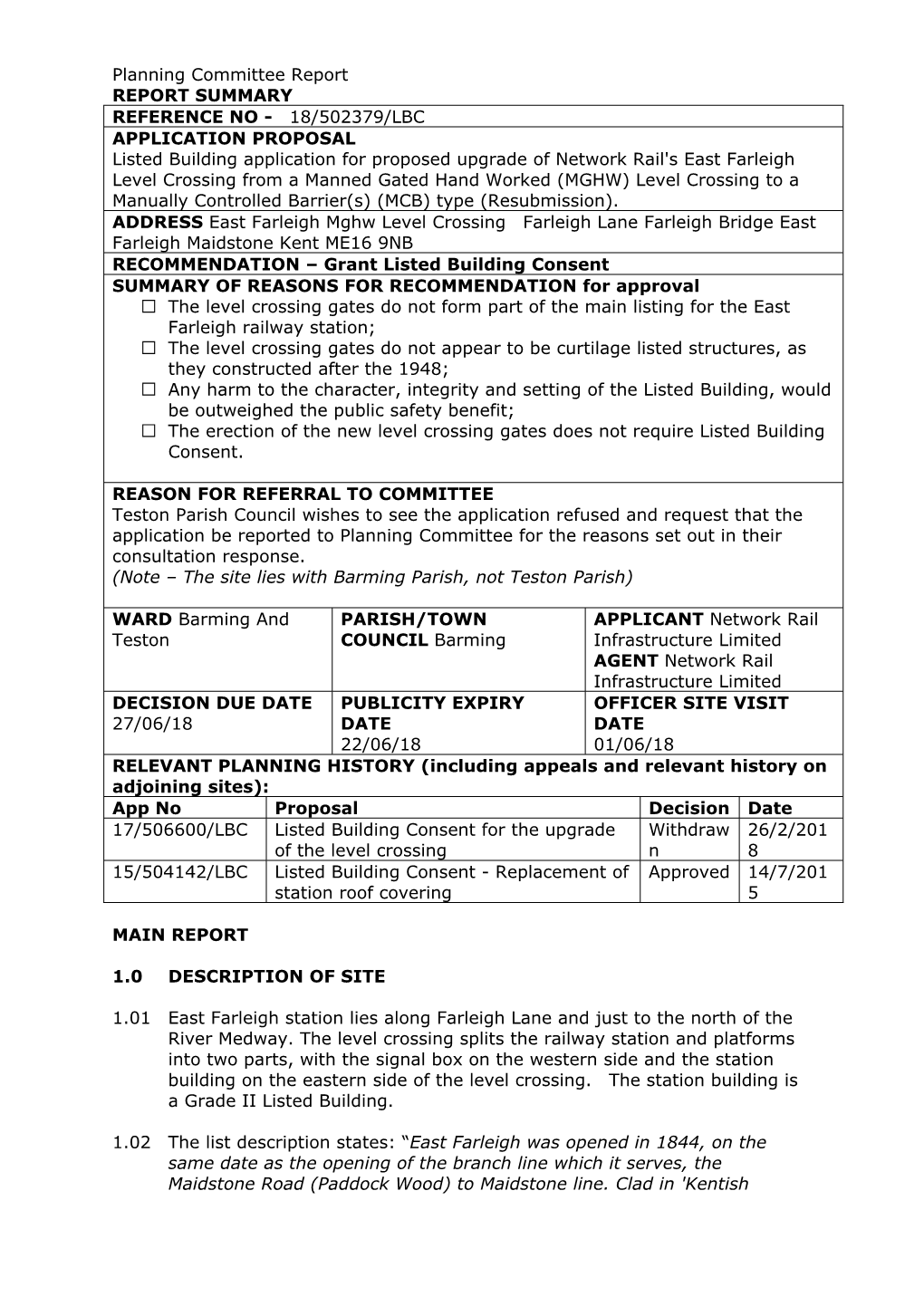 Planning Committee Report REPORT