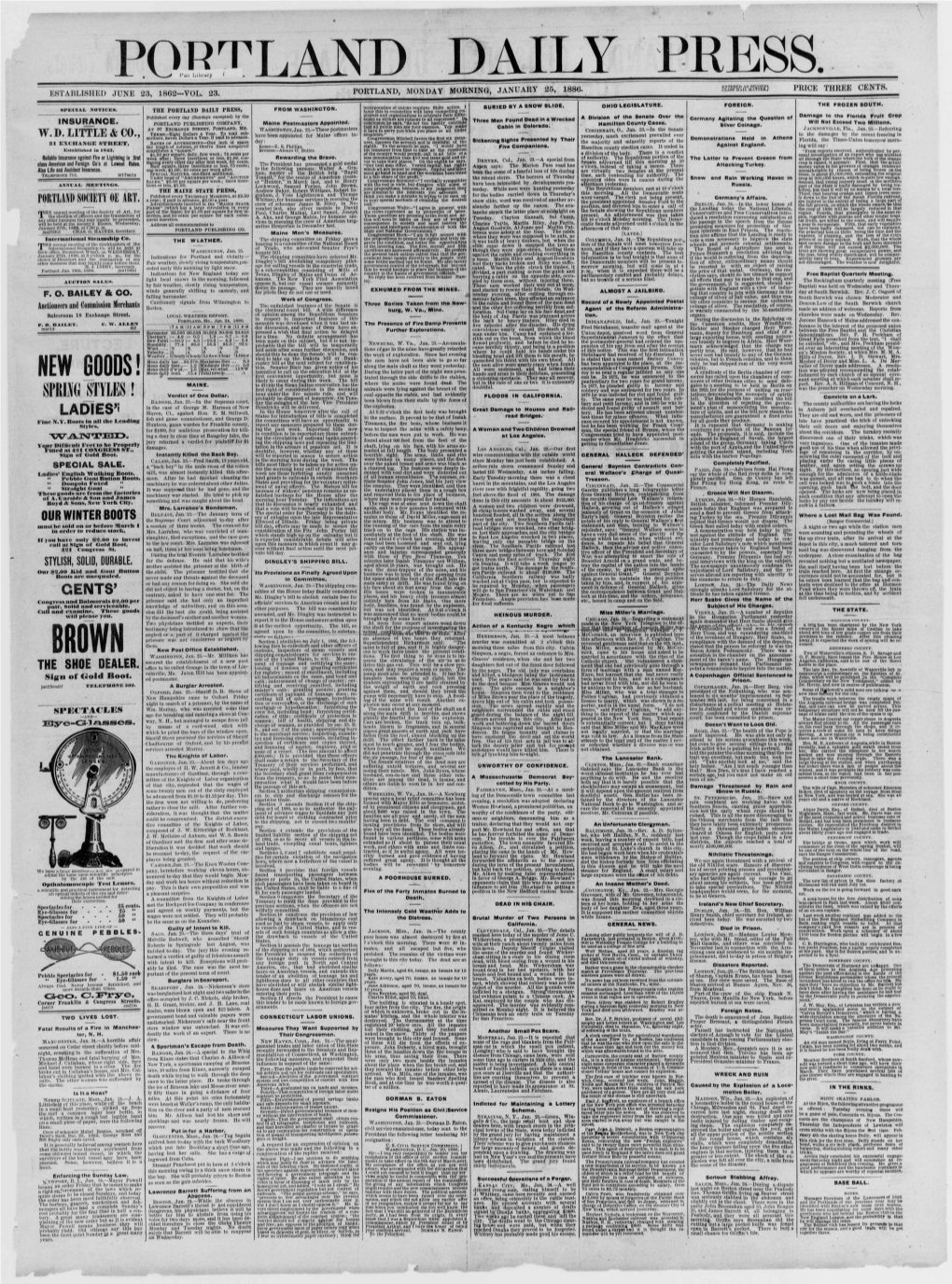 Portland Daily Press: January 25,1886