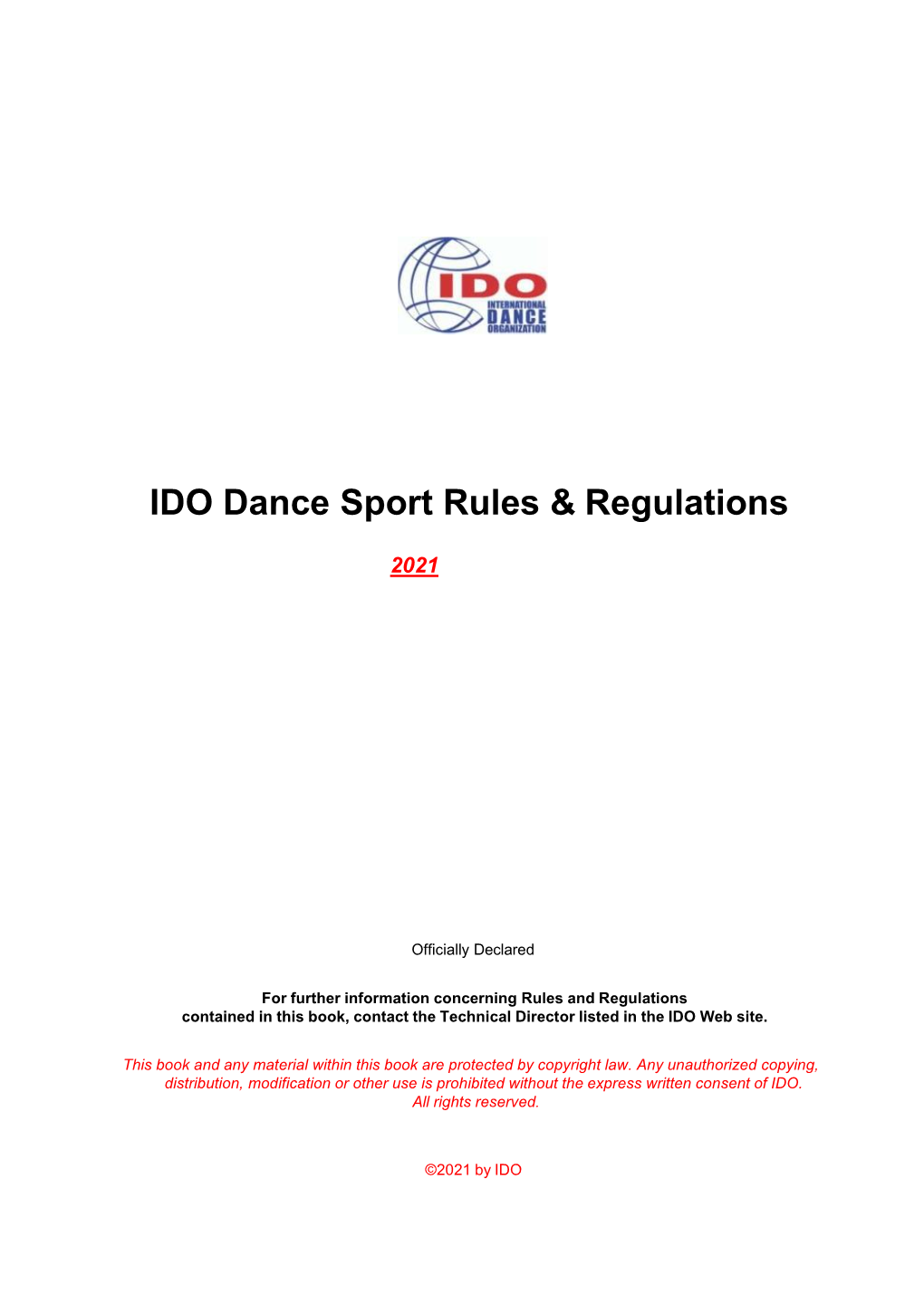 IDO Dance Sports Rules and Regulations 2021