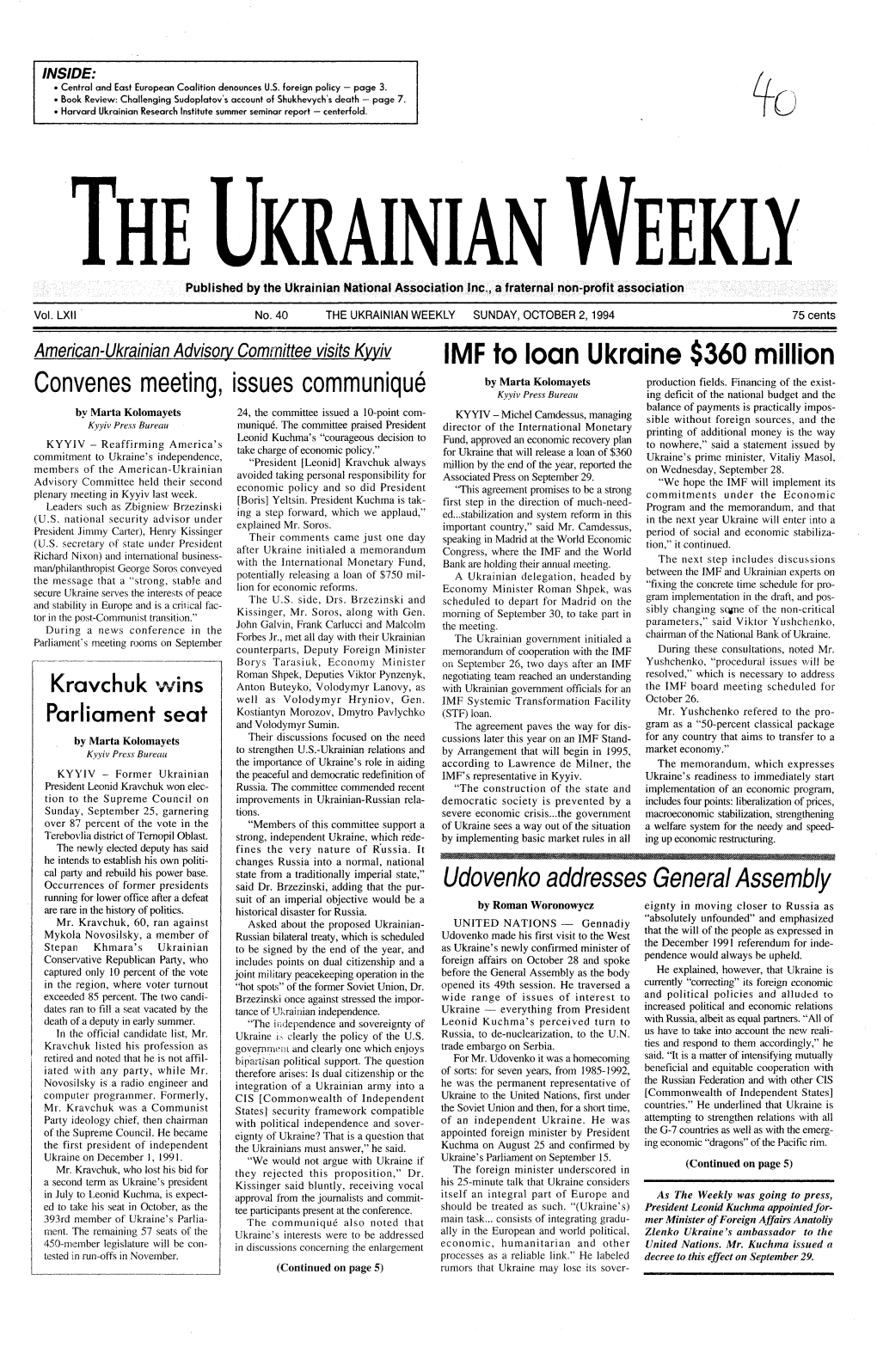 The Ukrainian Weekly 1994