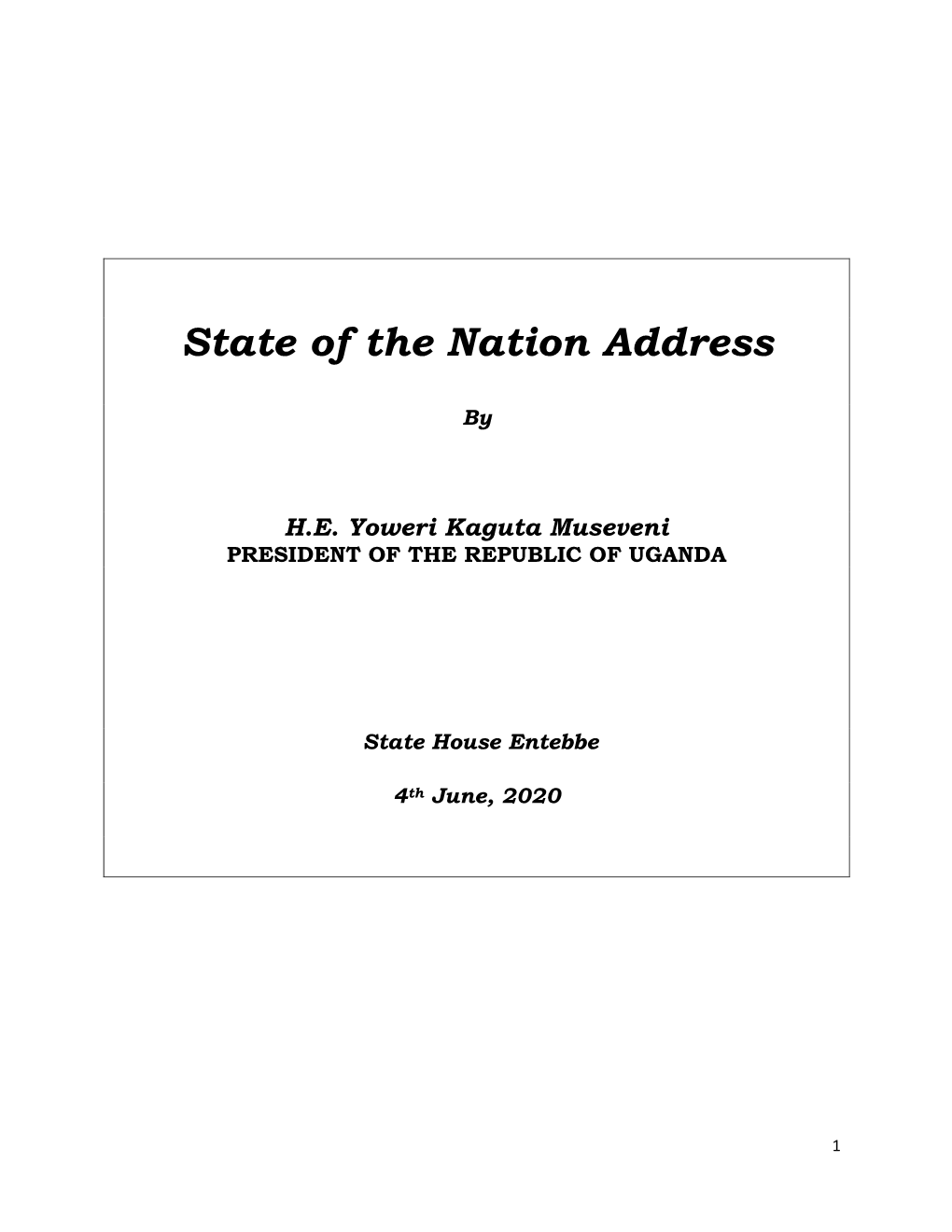 STATE of the NATION ADDRESS 2020.Pdf