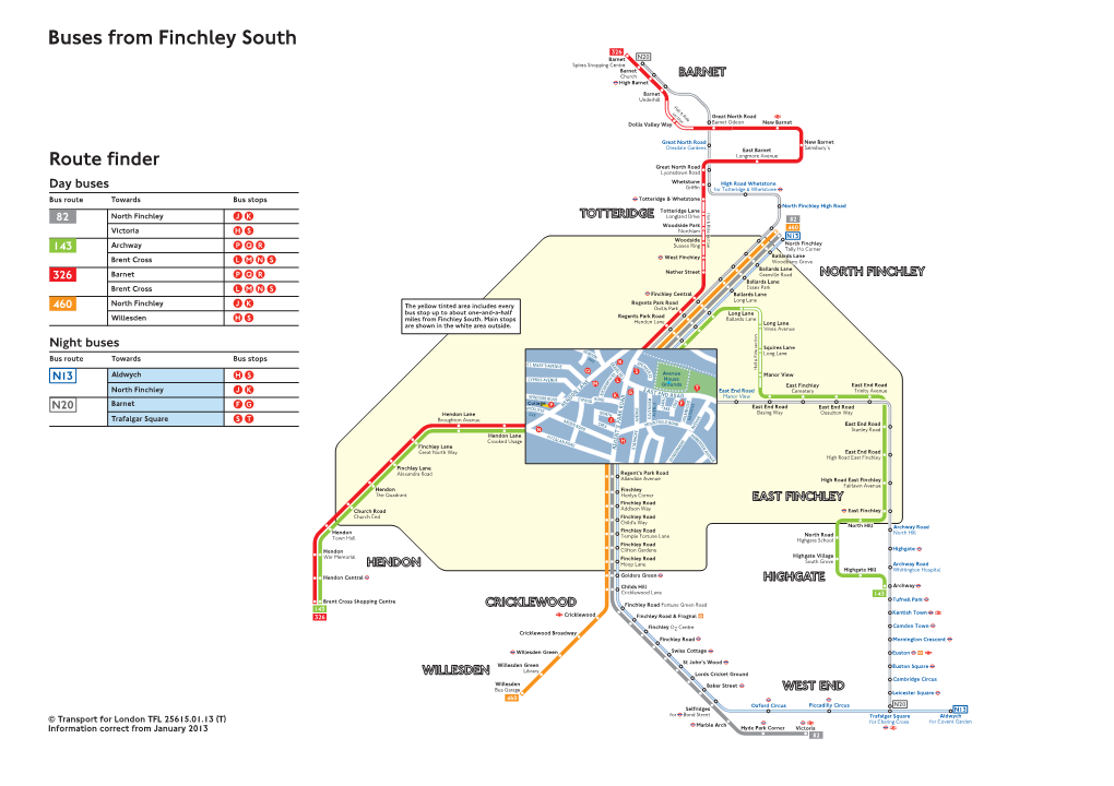 Buses from Finchley South 326 Barnet N20 Spires Shopping Centre Barnet Church BARNET High Barnet