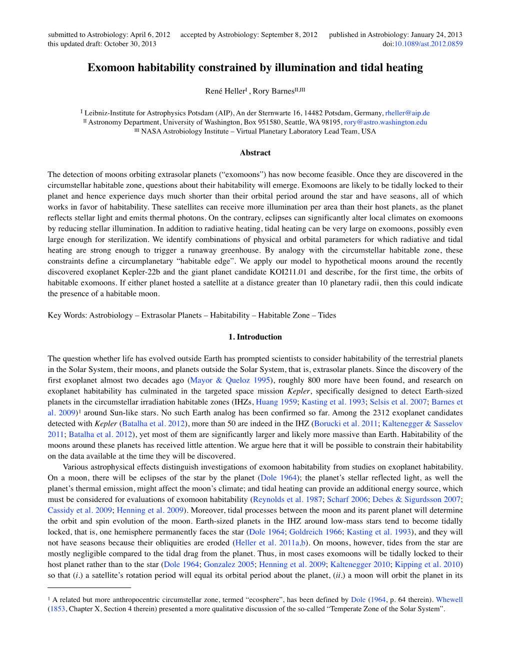 Exomoon Habitability Constrained by Illumination and Tidal Heating