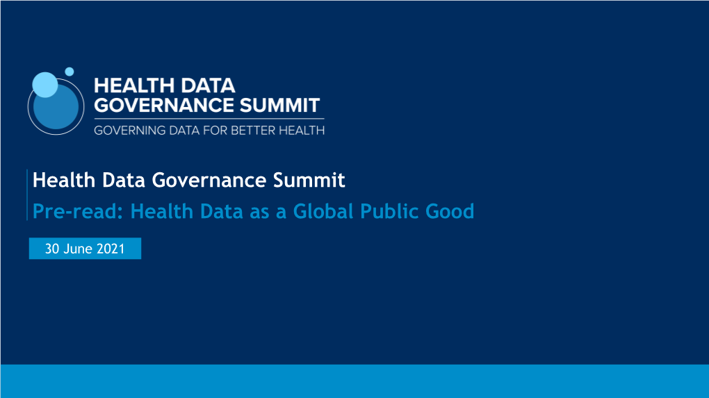 Health Data As a Global Public Good