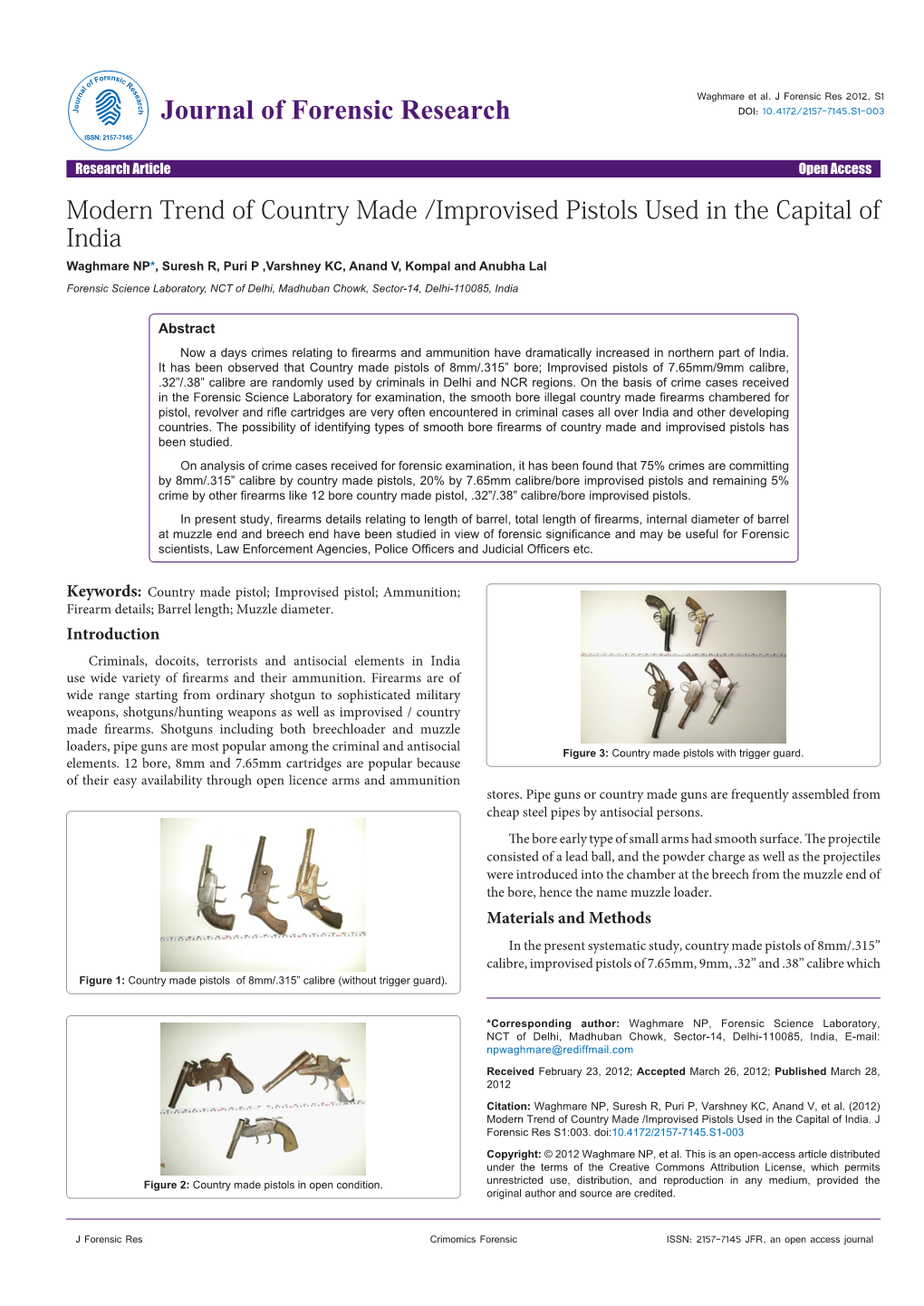 Modern Trend of Country Made/Improvised Pistols Used In