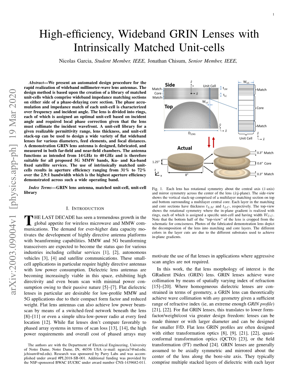 High-Efficiency, Wideband GRIN Lenses with Intrinsically Matched Unit-Cells