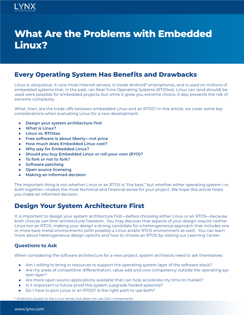 What Are the Problems with Embedded Linux?