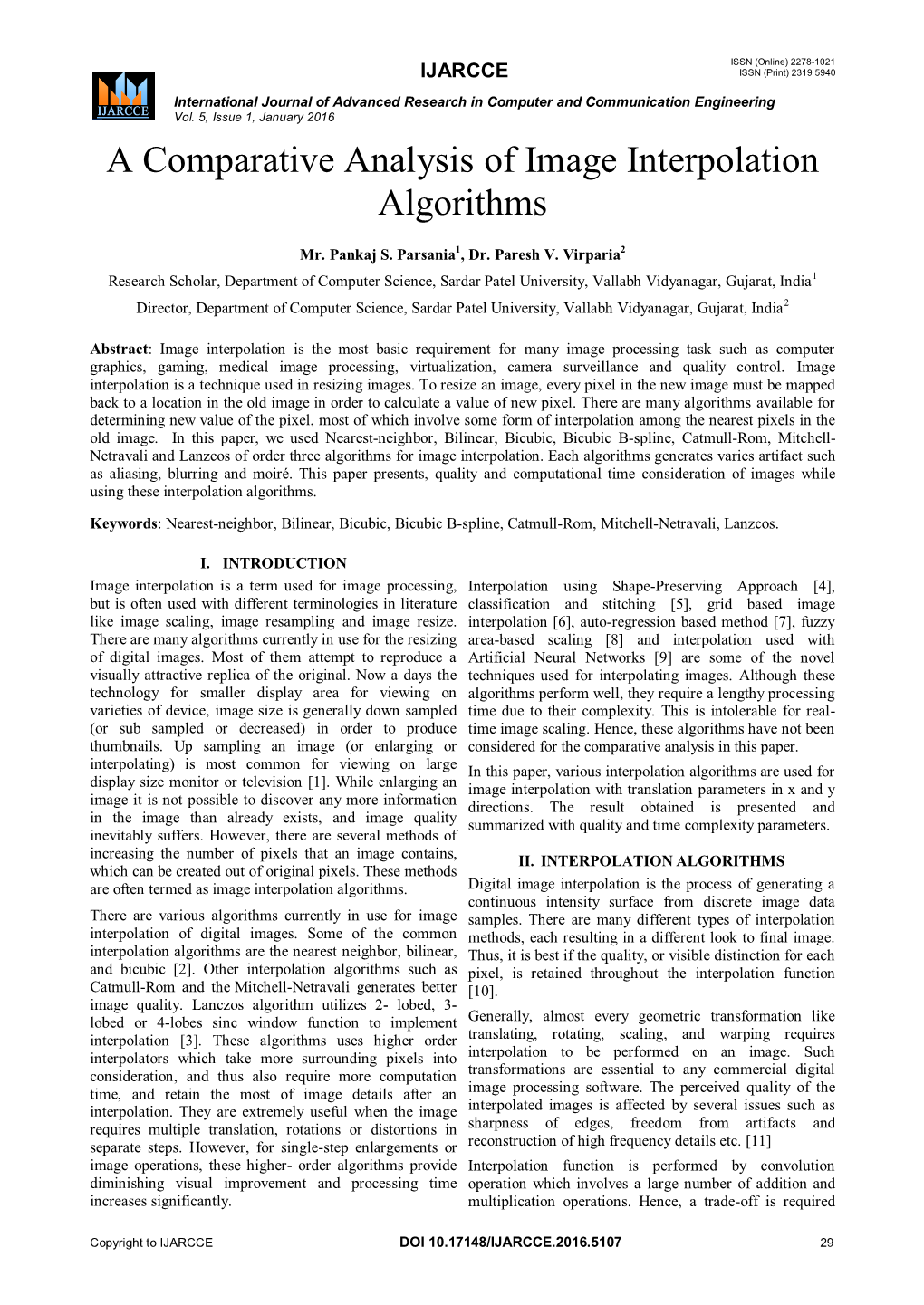 A Comparative Analysis of Image Interpolation Algorithms