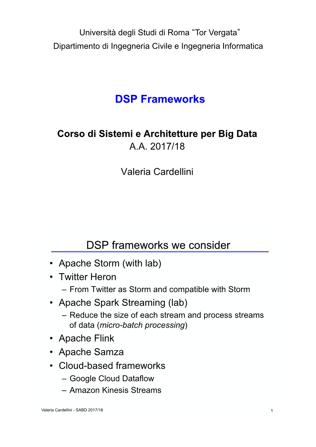 DSP Frameworks DSP Frameworks We Consider