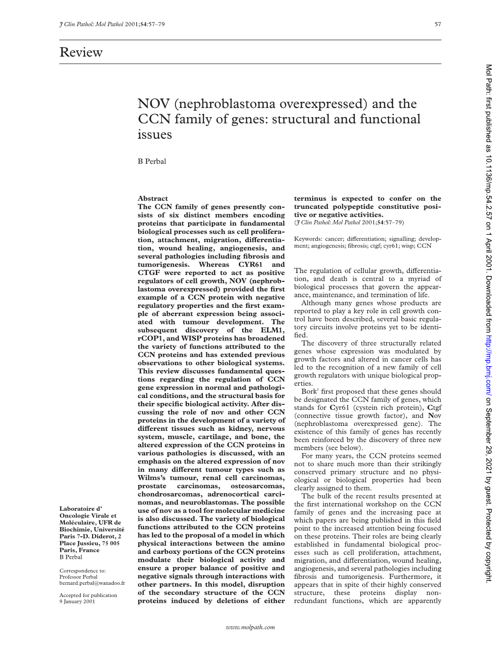 And the CCN Family of Genes: Structural and Functional Issues