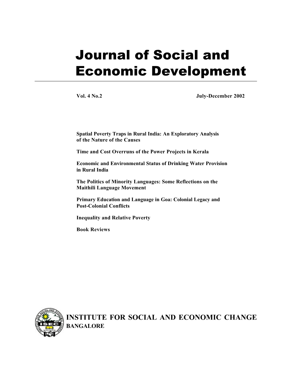 Journal of Social and Economic Development
