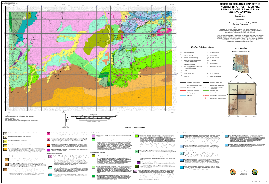 Bedrock Geologic Map of the Northern Part of the Empire Ranch 7 ½' Quadrangle, Pima County, Arizona: Arizona Geological 0 0