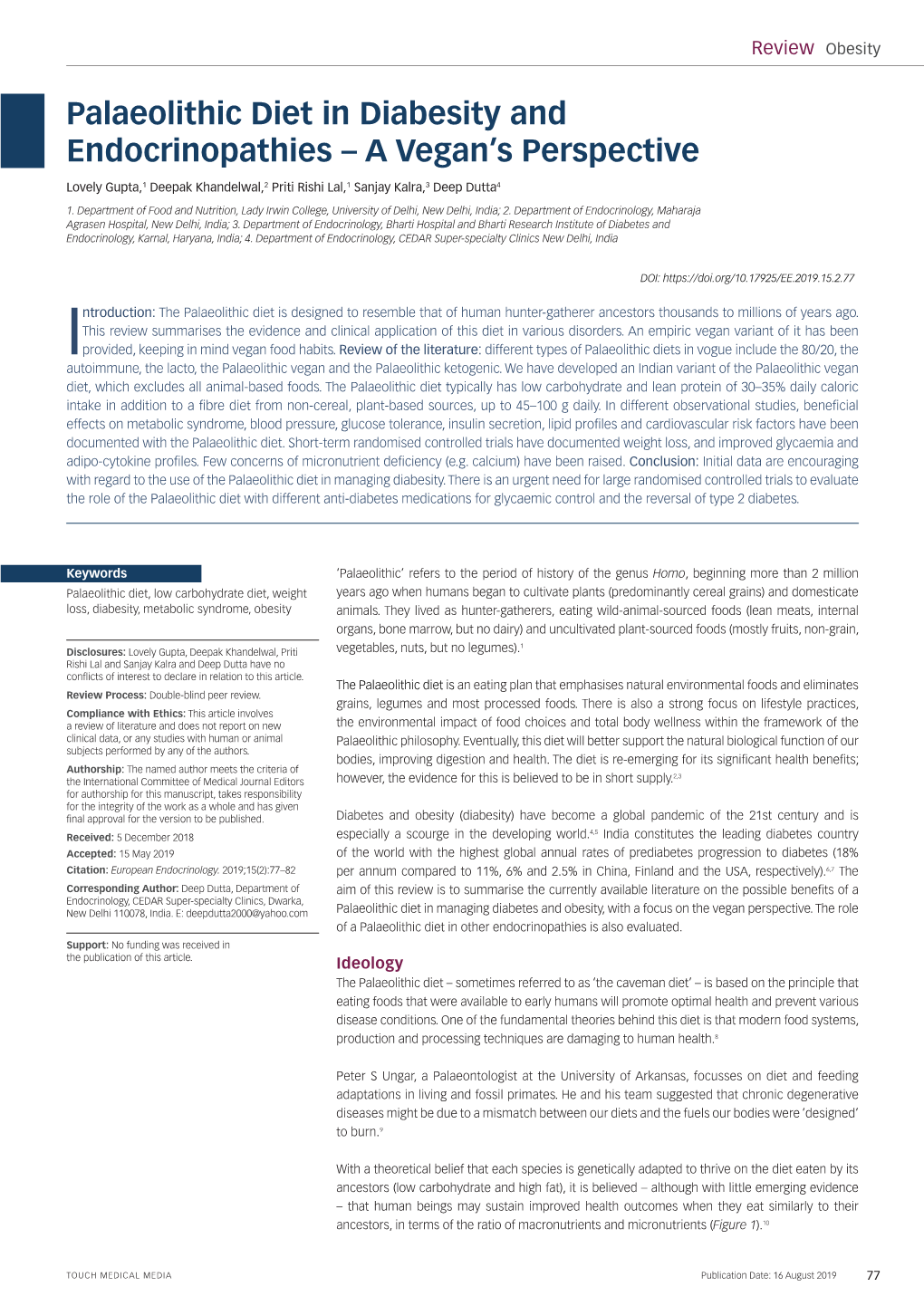 Palaeolithic Diet in Diabesity and Endocrinopathies – a Vegan’S Perspective