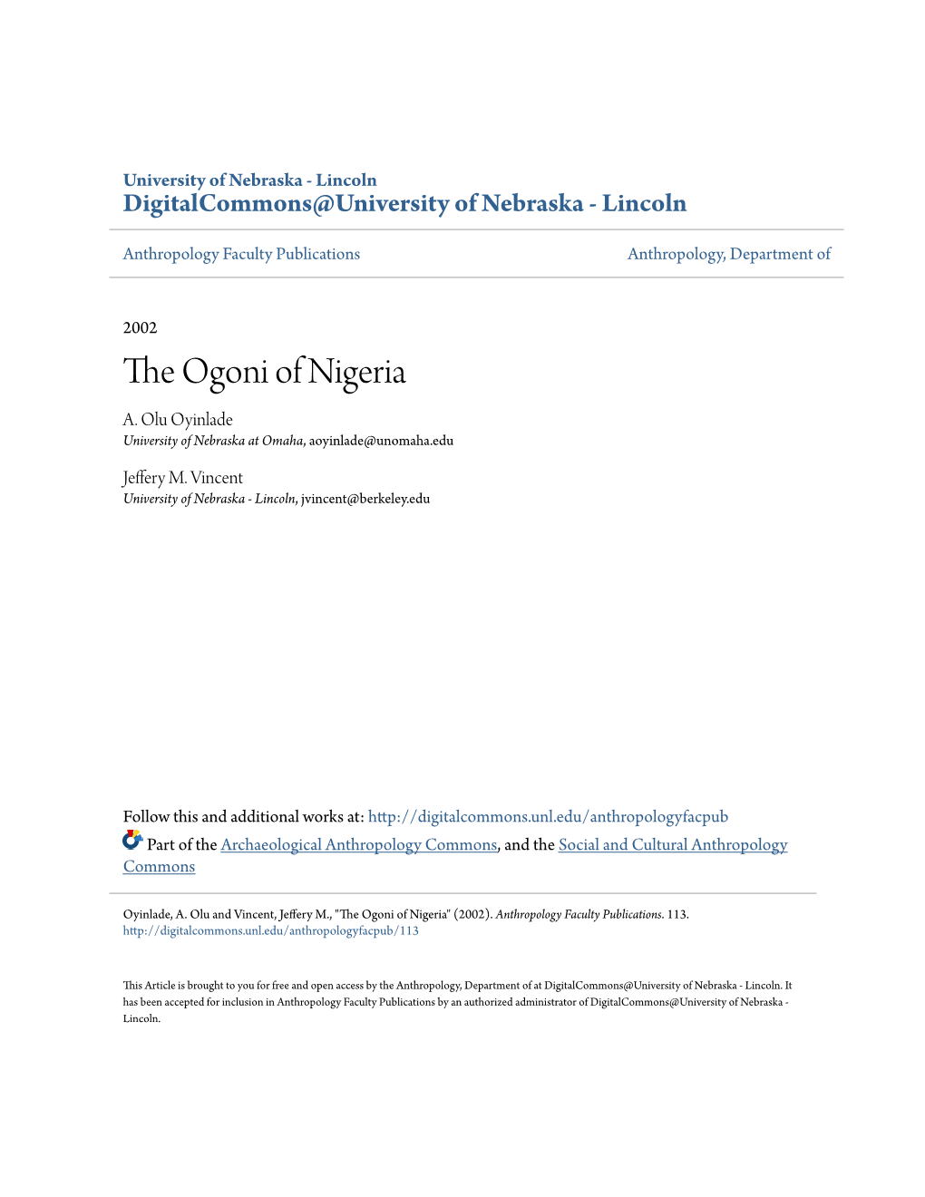 The Ogoni of Nigeria A