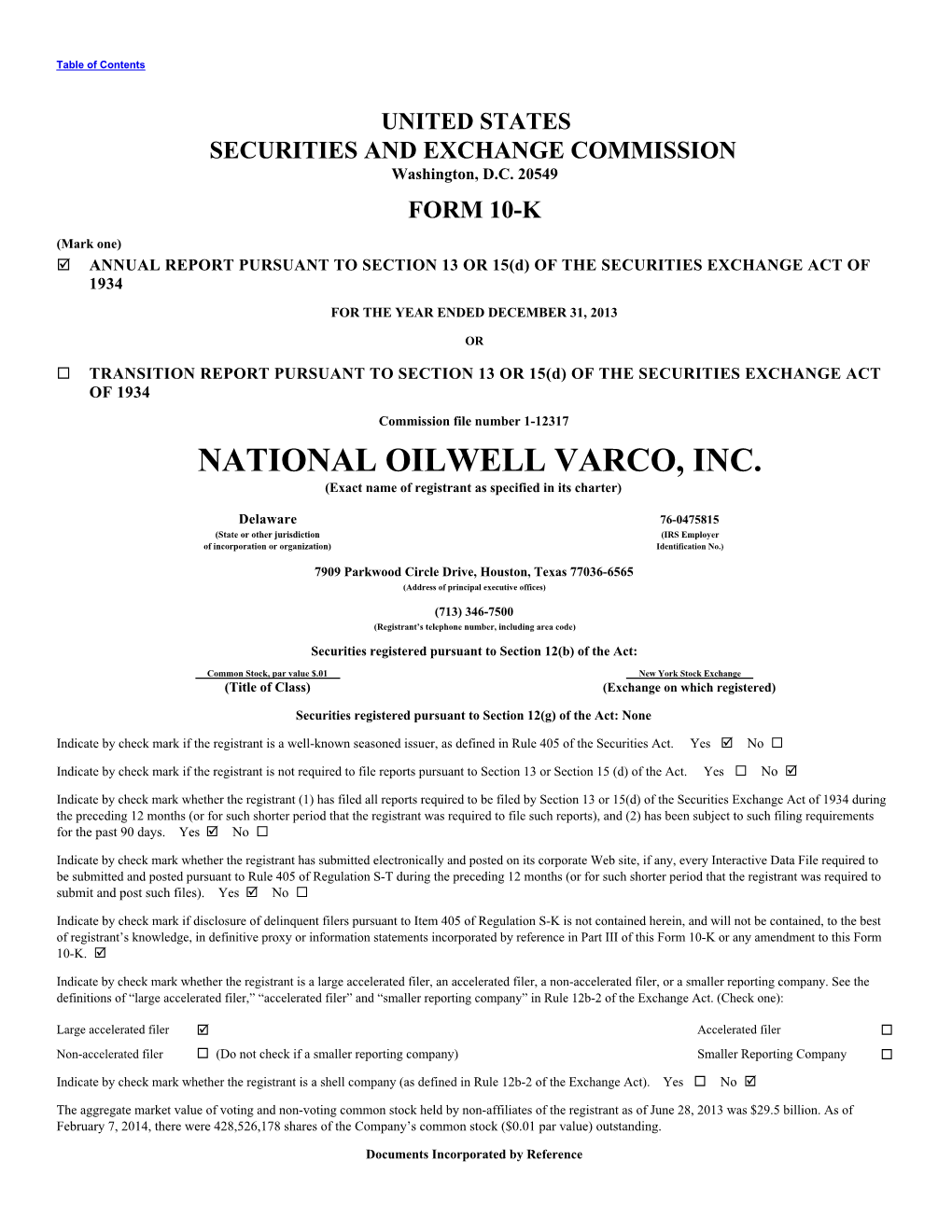 NATIONAL OILWELL VARCO, INC. (Exact Name of Registrant As Specified in Its Charter)
