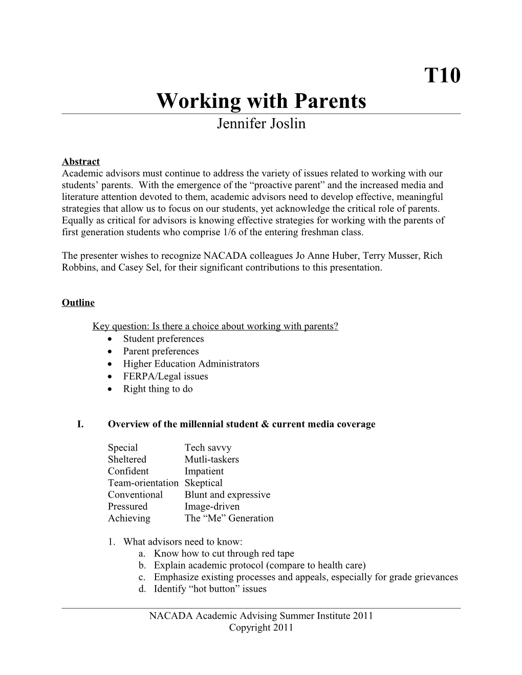 Working with Parents