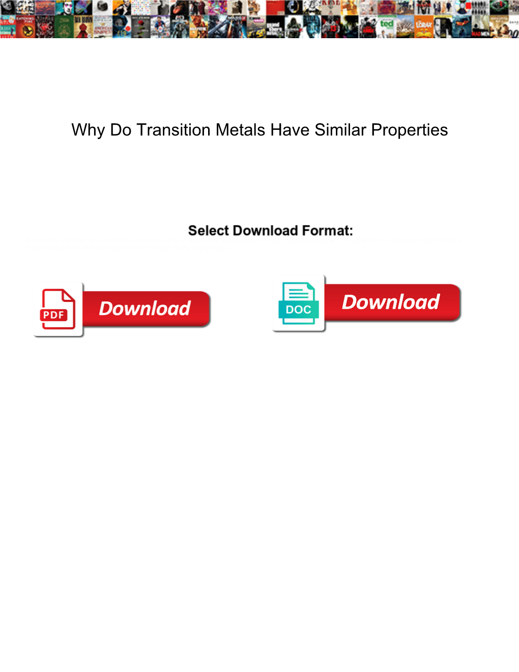 Why Do Transition Metals Have Similar Properties